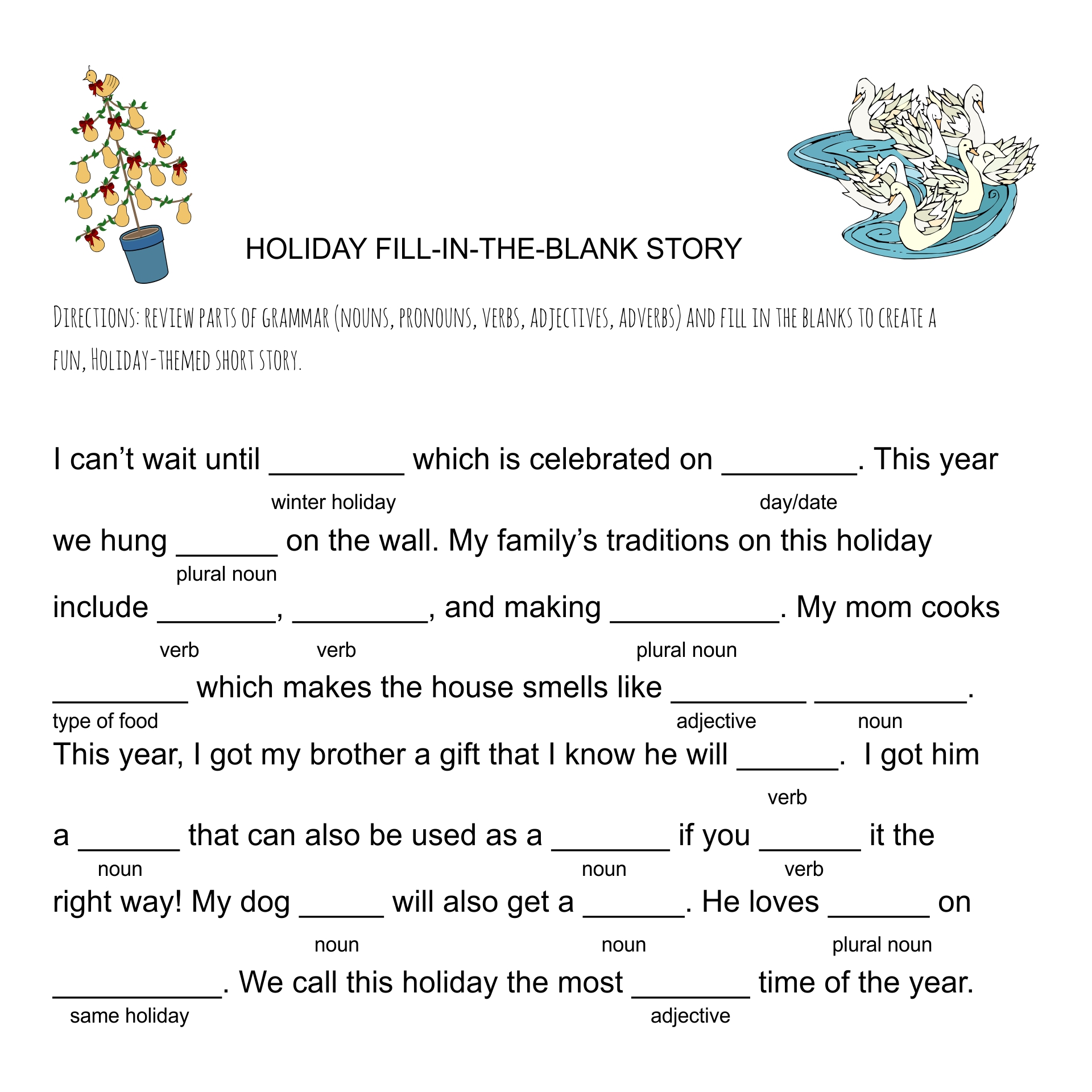 12 Best Printable Christmas Carol Mad Libs