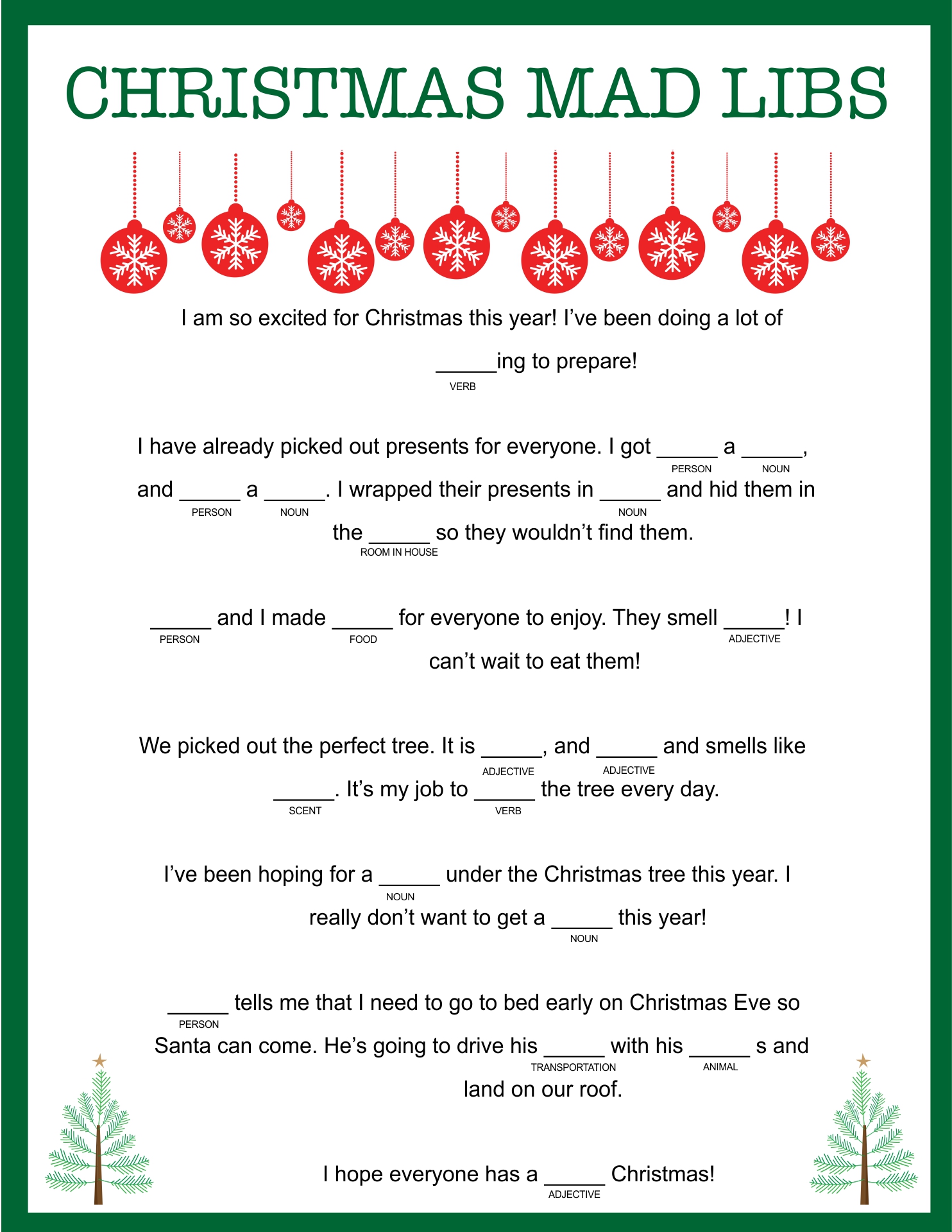 8 Best Printable Christmas Carol Mad Libs