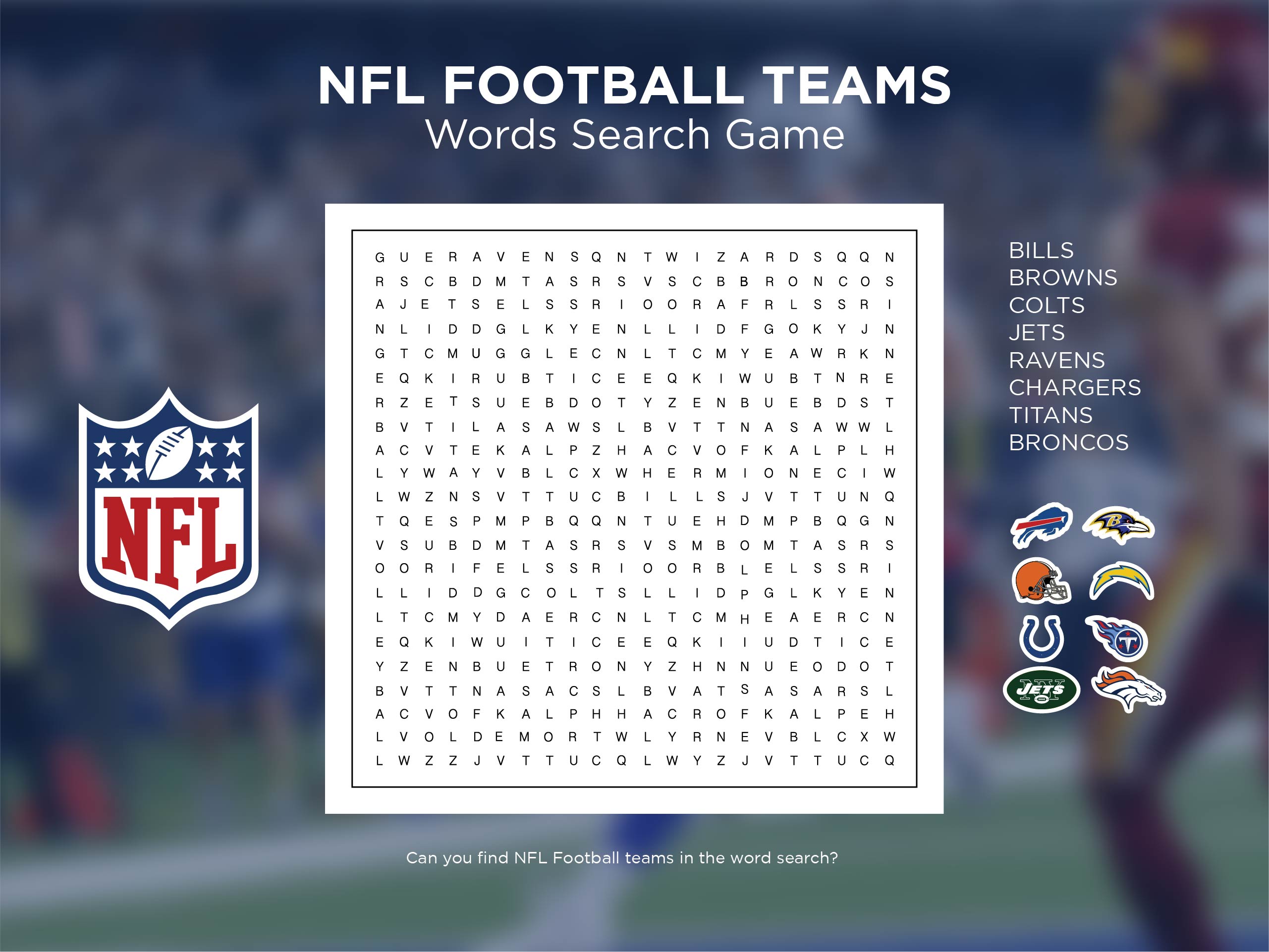 NFL Word Search Printable