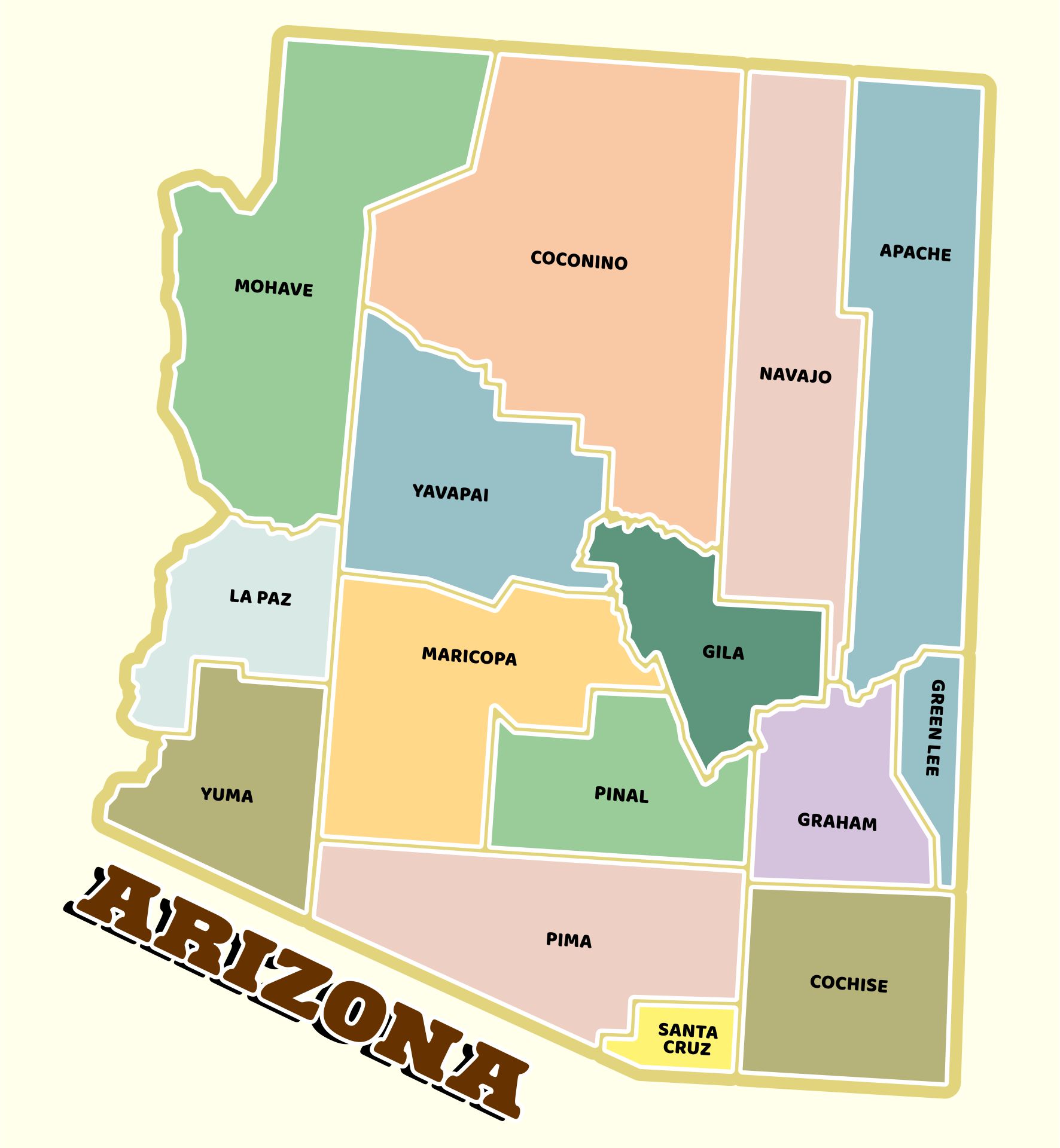 Printable Arizona Map with Cities