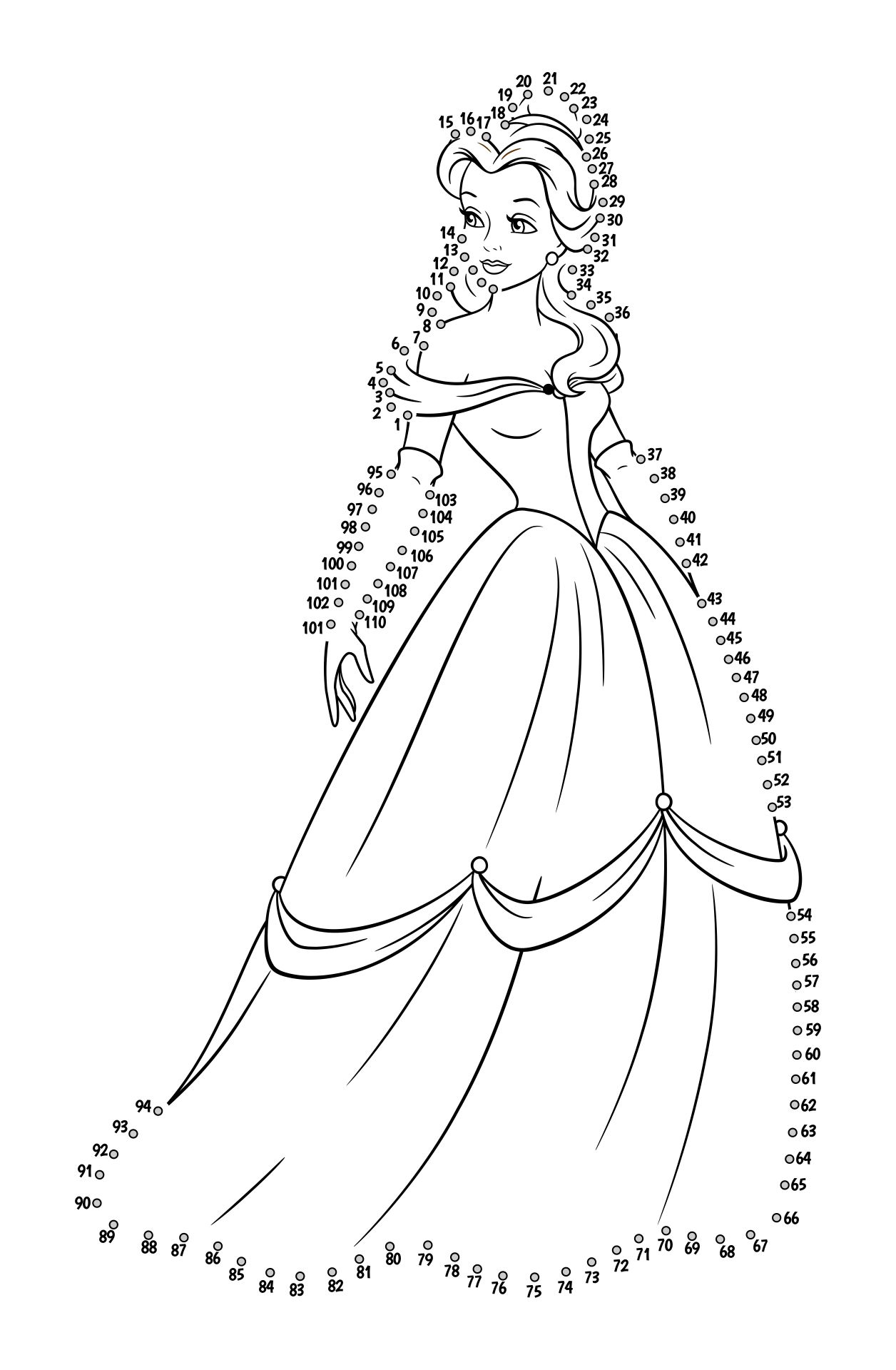 Printable Connect the Dots Coloring Pages Disney Princesses