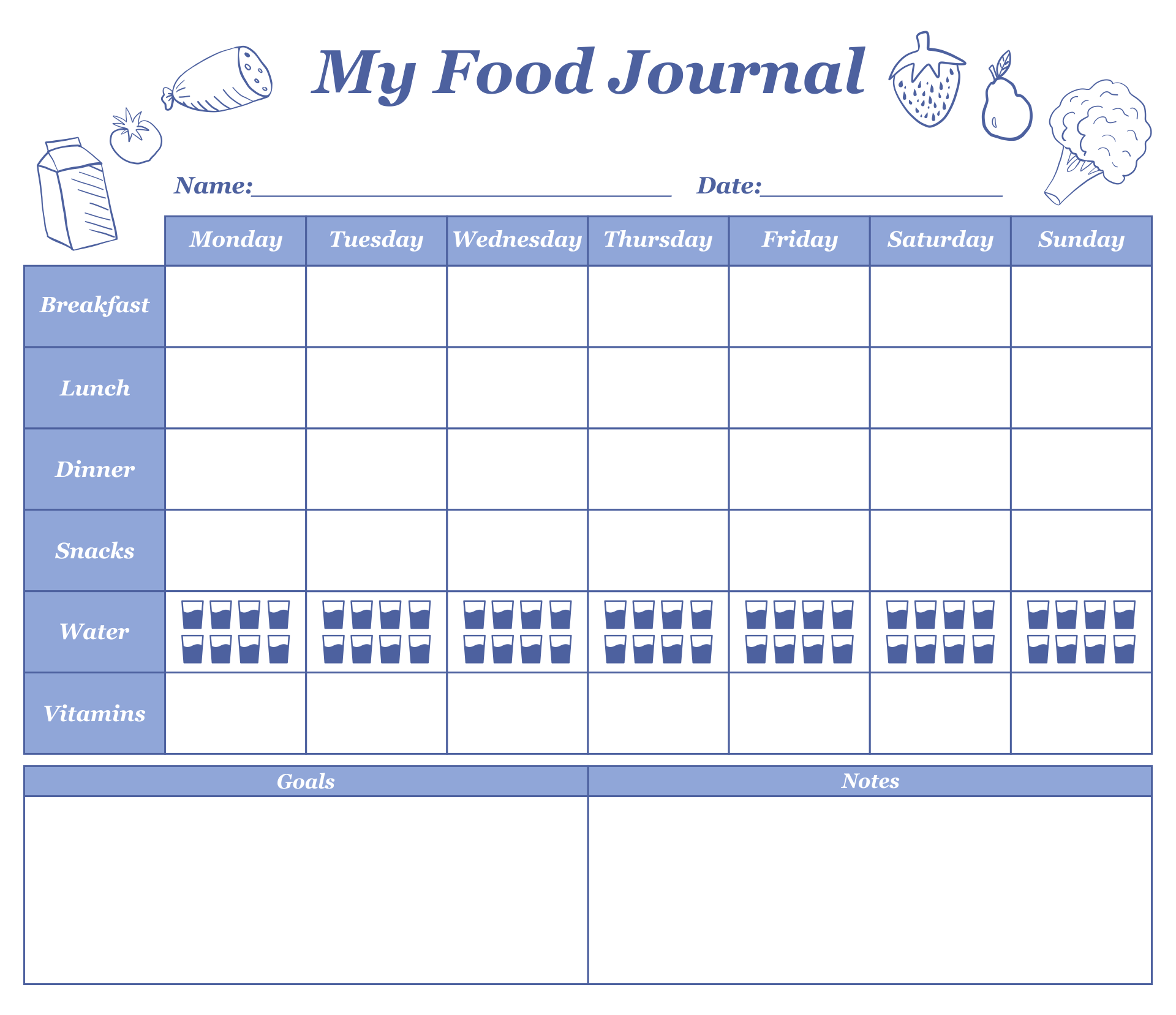 Printable Food Journal