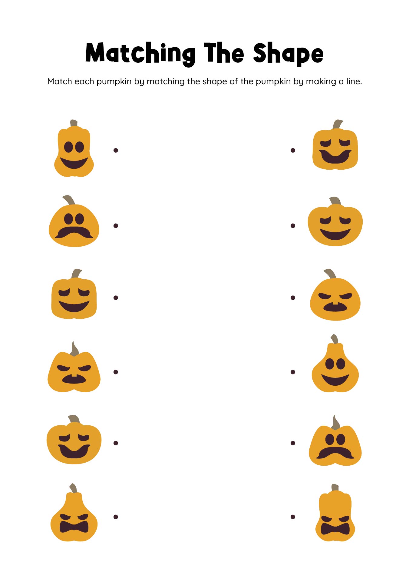 Pumpkin Matching Game Printable