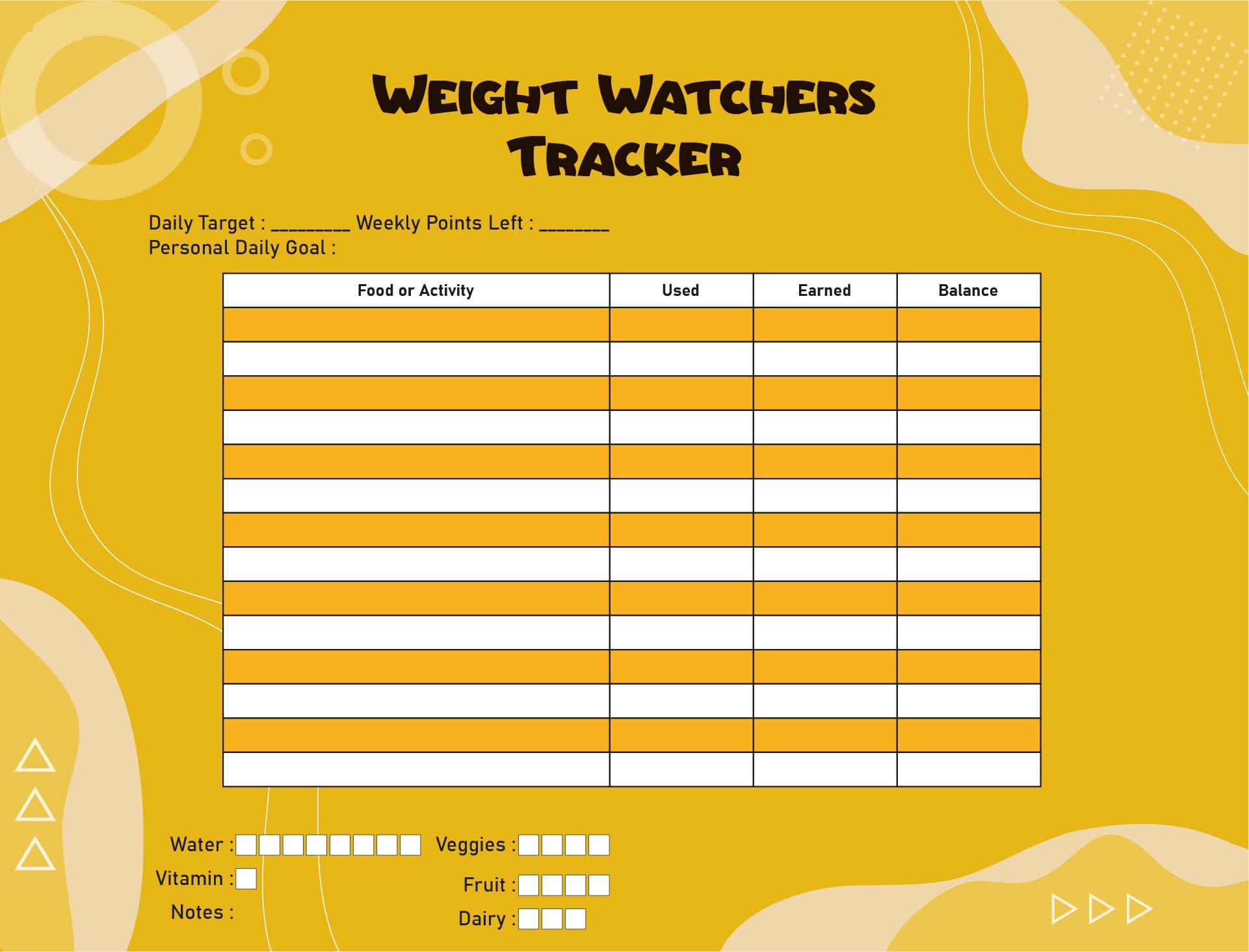 Weight Watchers Points Tracker
