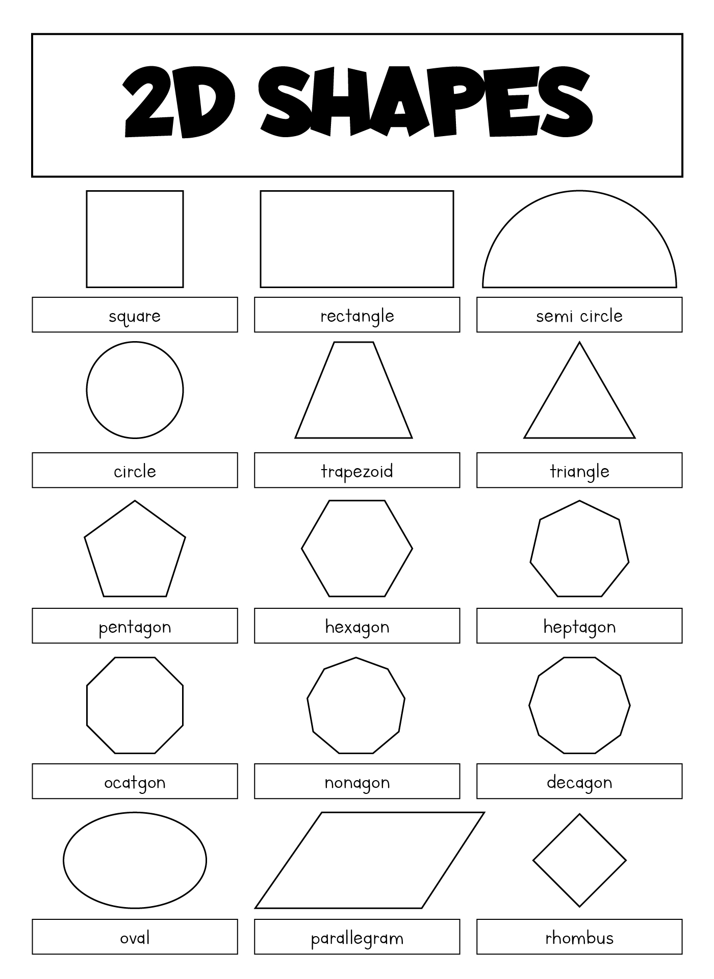 2D Shapes Printable