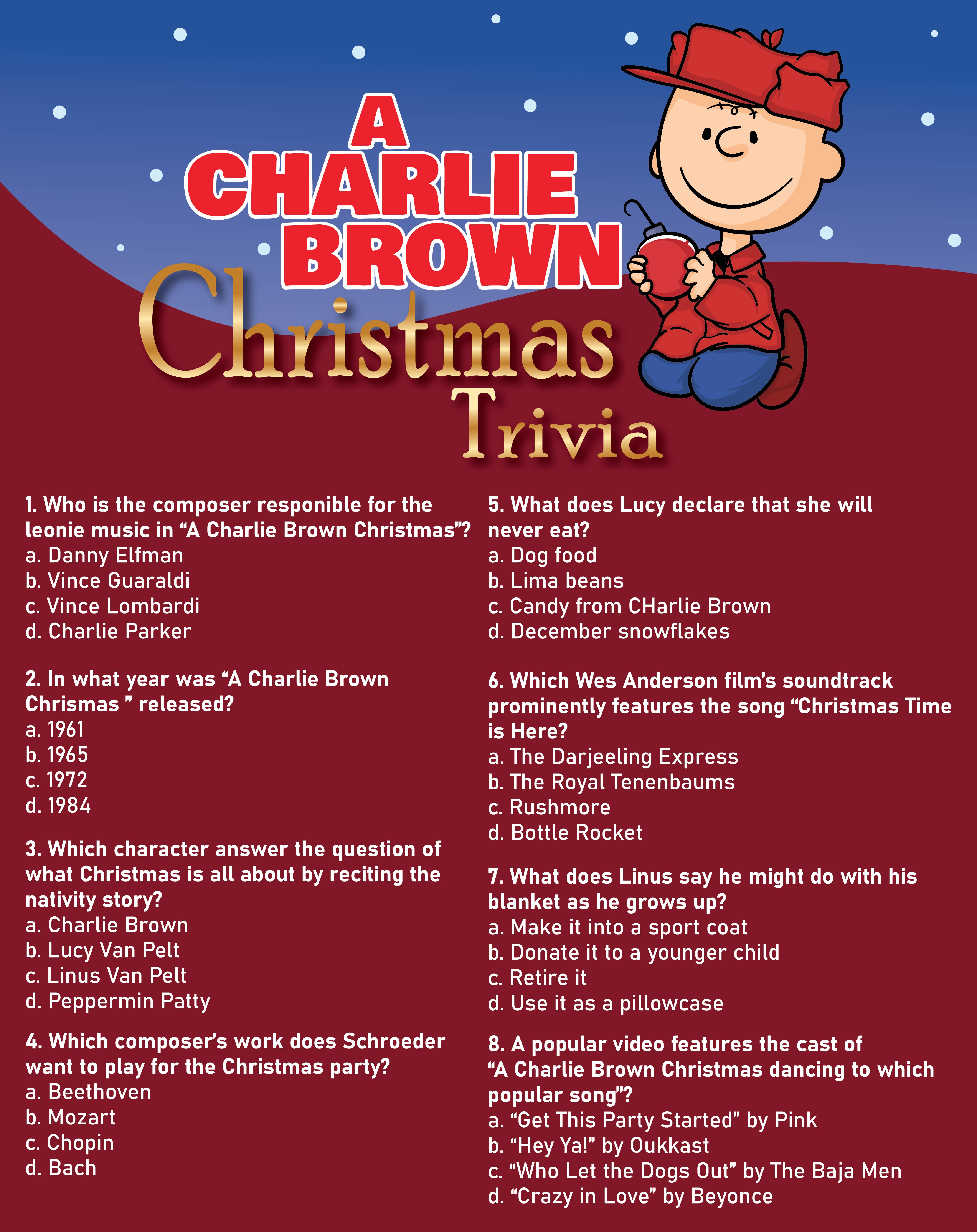7 Best Charlie Brown Christmas Trivia Printable