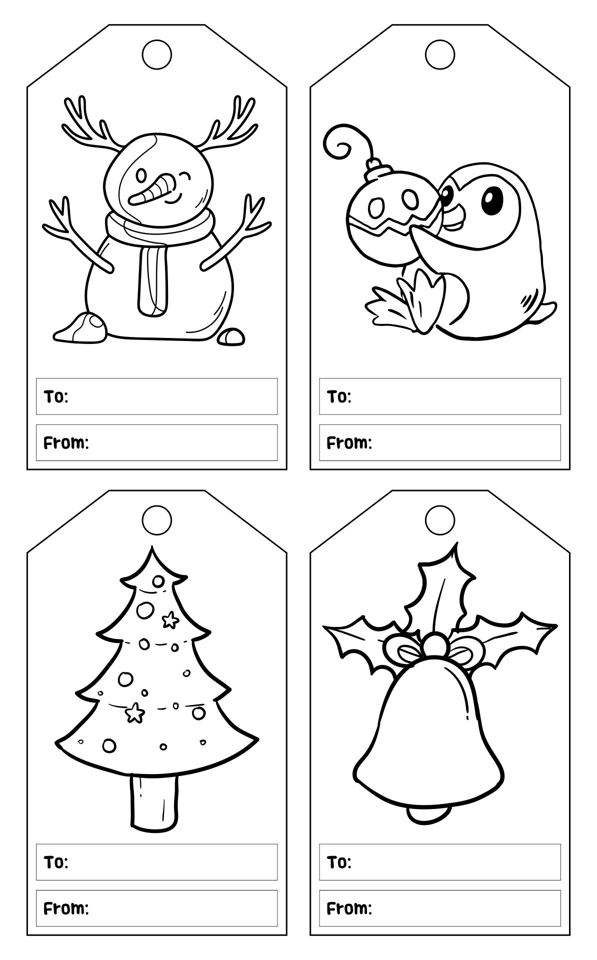 Christmas Gift Tag Coloring Pages