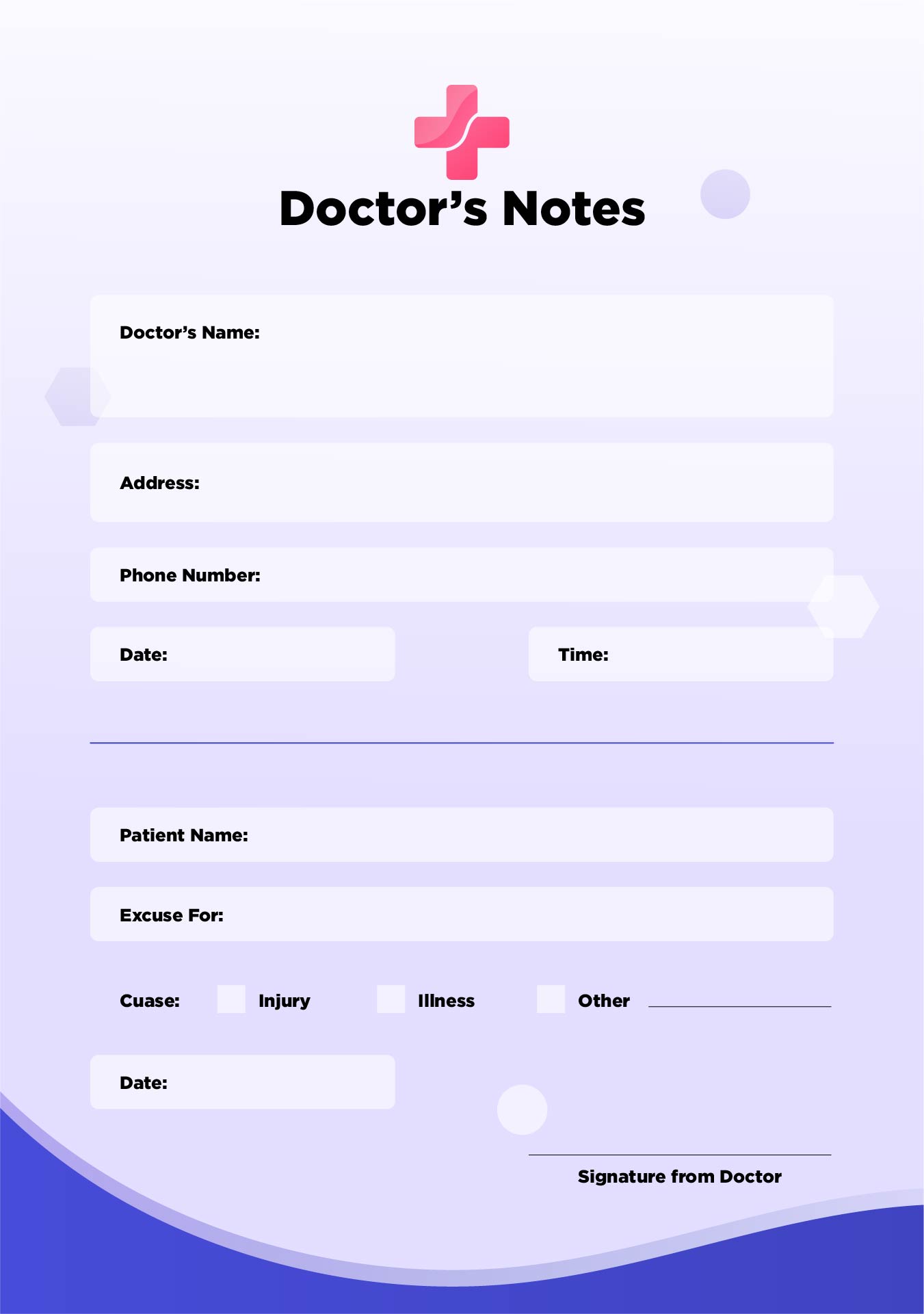 Blank Printable Doctor Note