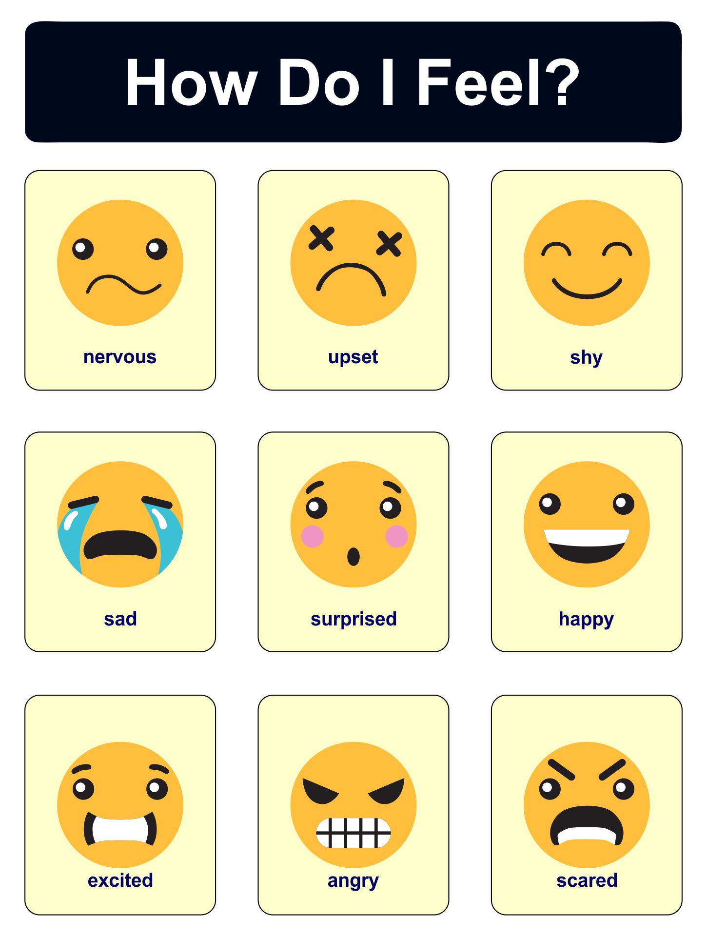 Printable Emotions Chart - Printable World Holiday