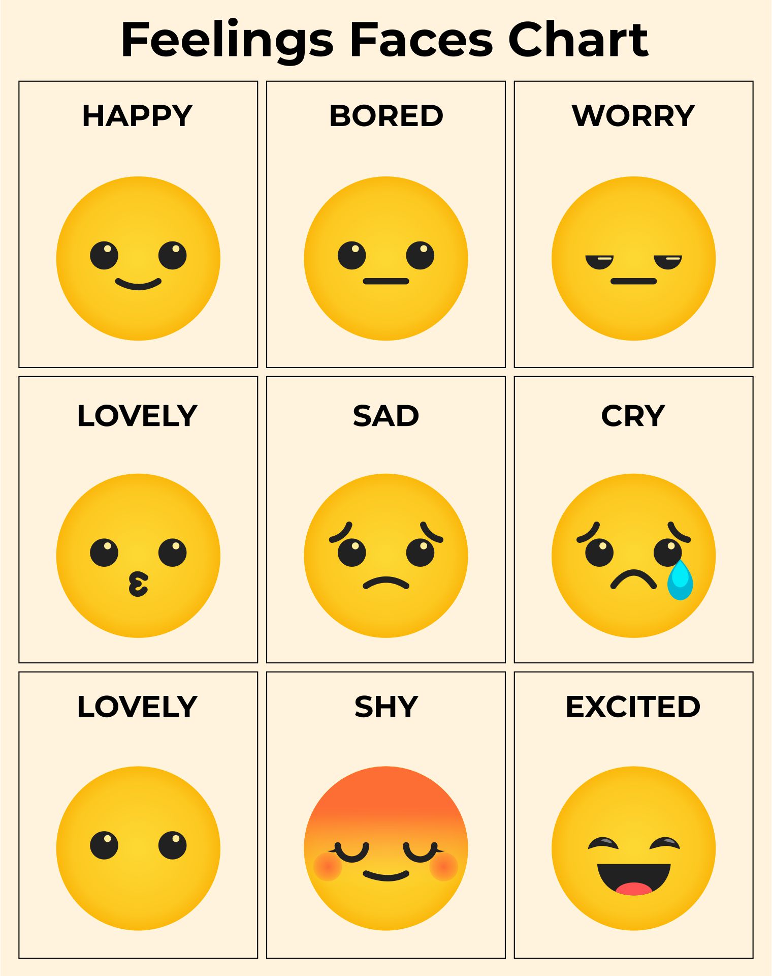 Feelings Chart With Faces