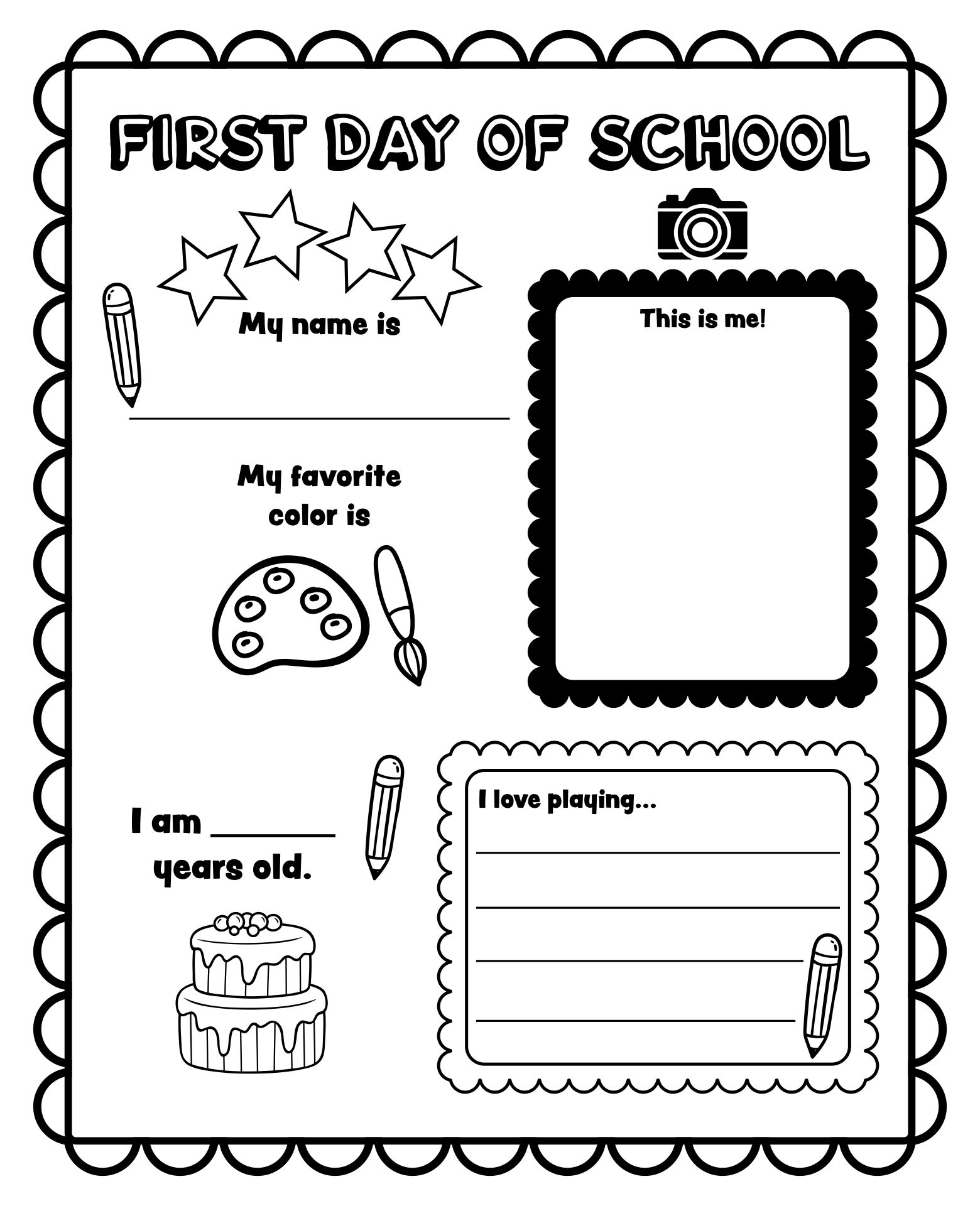 my first day of school worksheet
