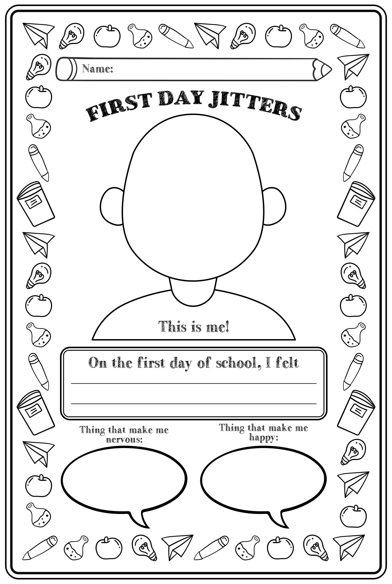 First Day Jitters Printables