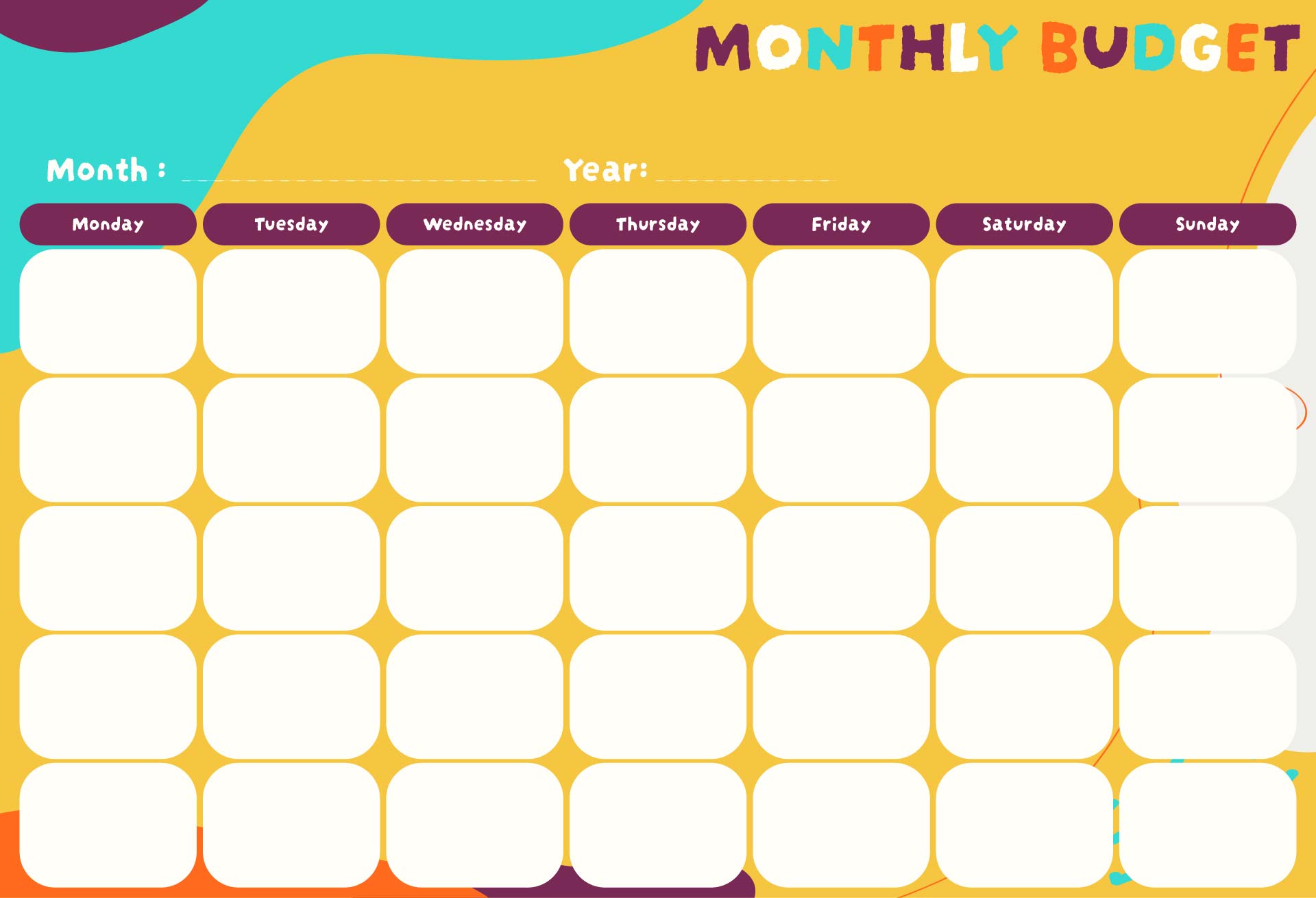 Printable Budget Calendar 2014