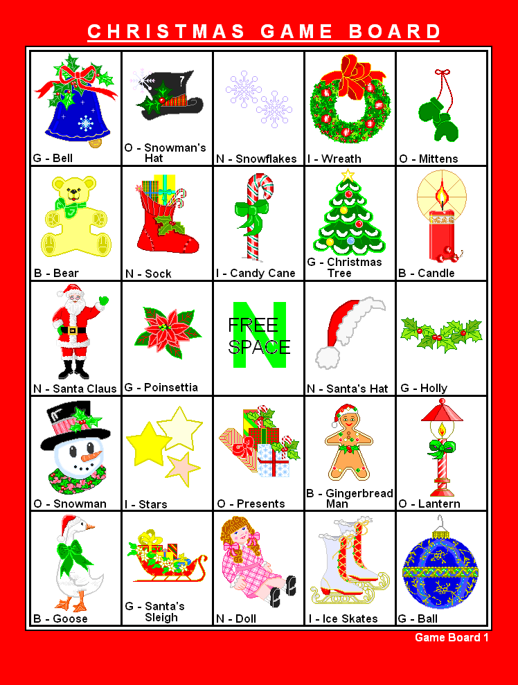 Printable Christmas Bingo Game Cards