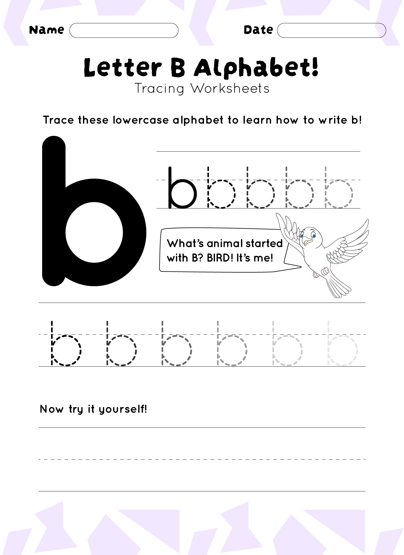 Lower Case Letter B Tracing Sheet