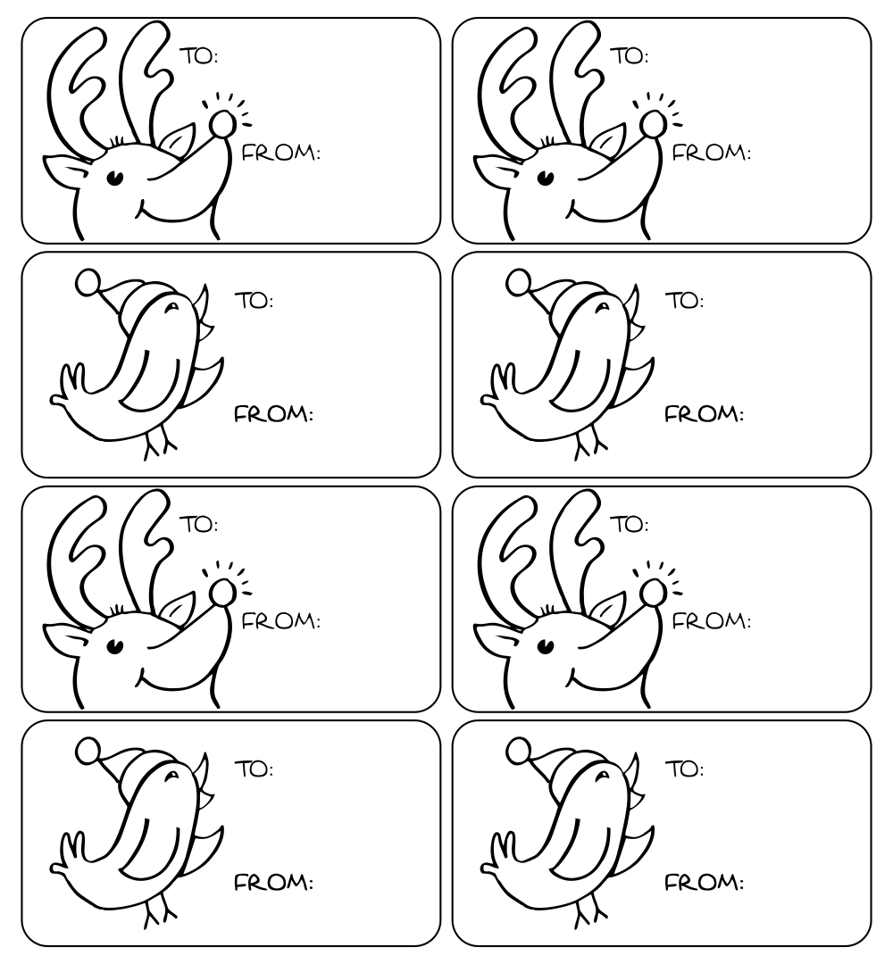 Printable Christmas Gift Tag Coloring Page