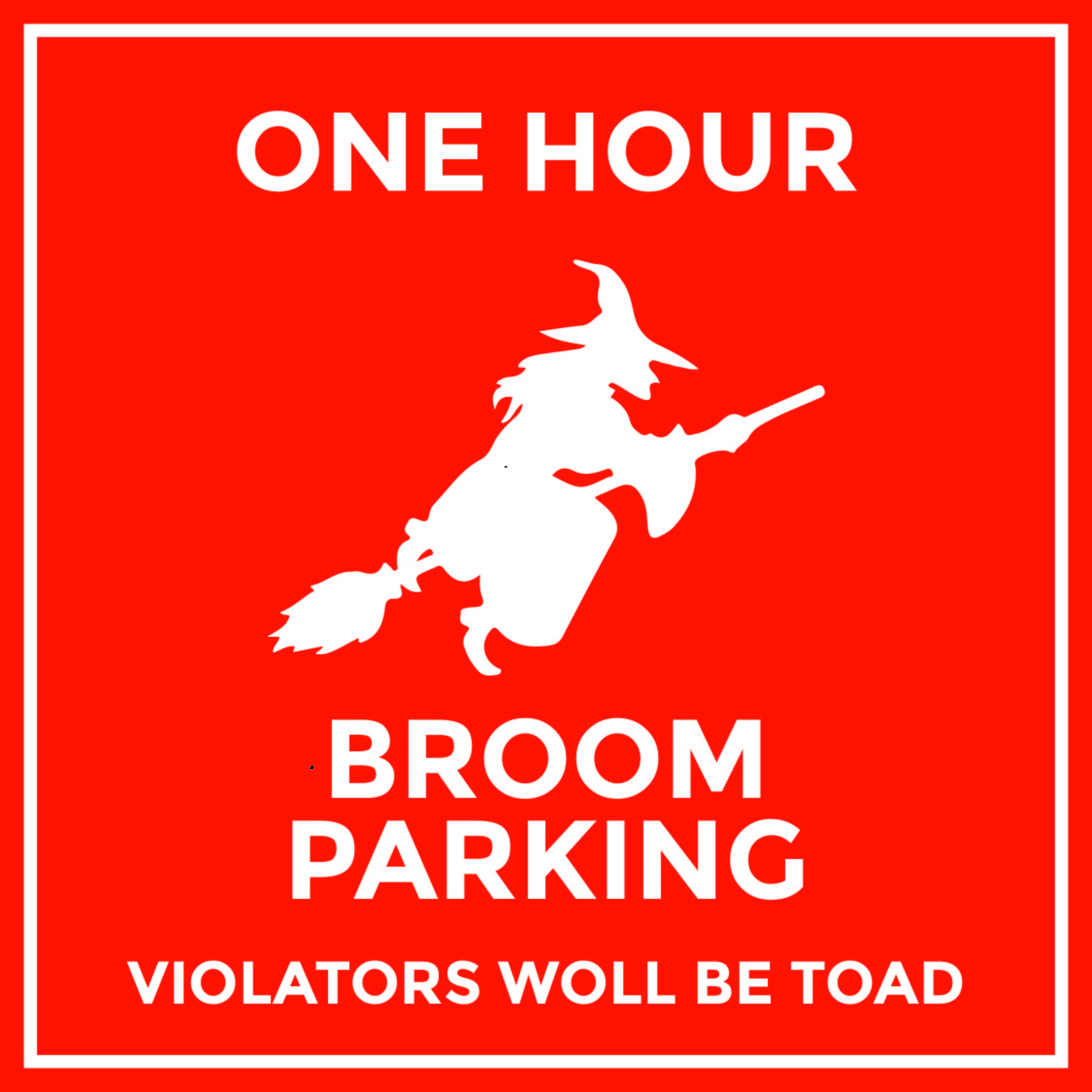 Printable Halloween Broom Parking Sign