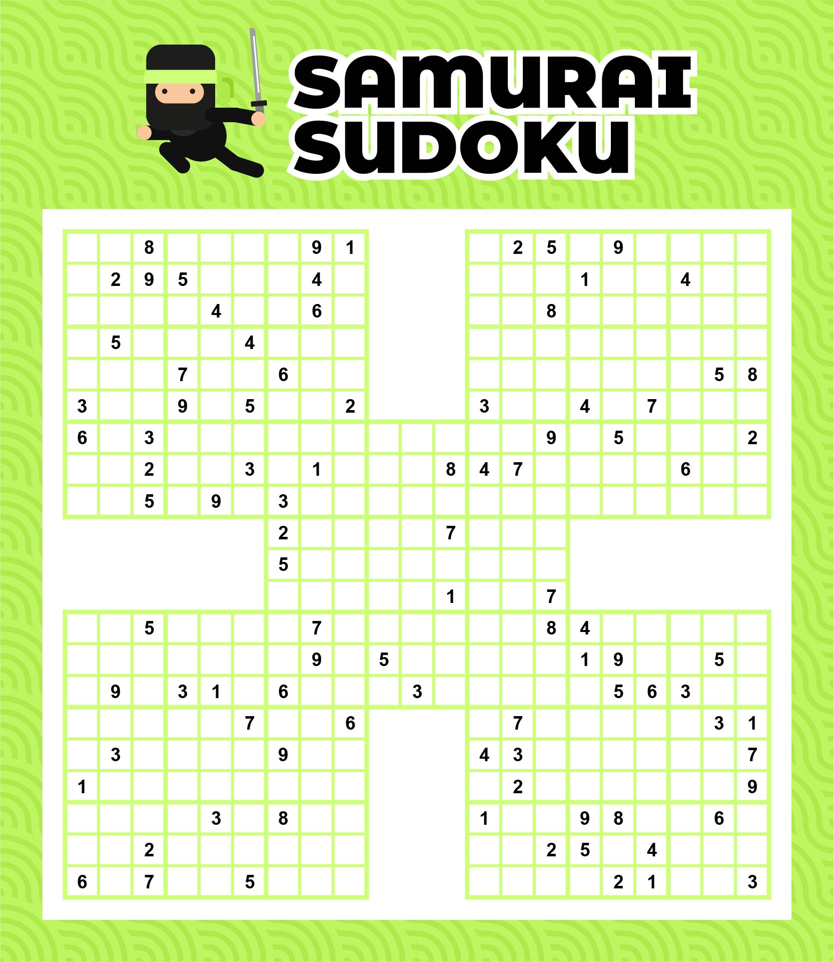 Printable Samurai Sudoku Puzzles