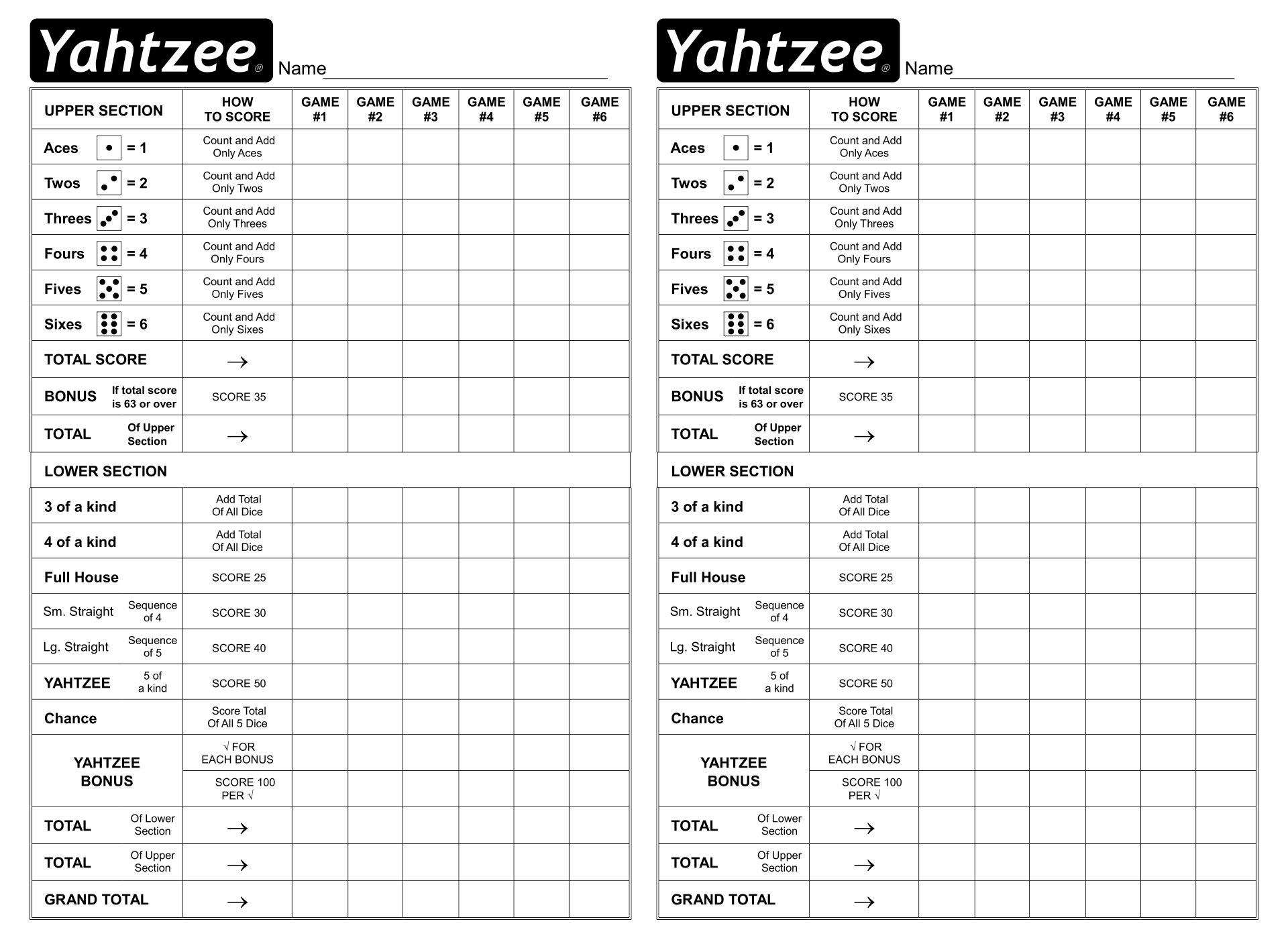 10 best printable triple yahtzee score pads printablee com