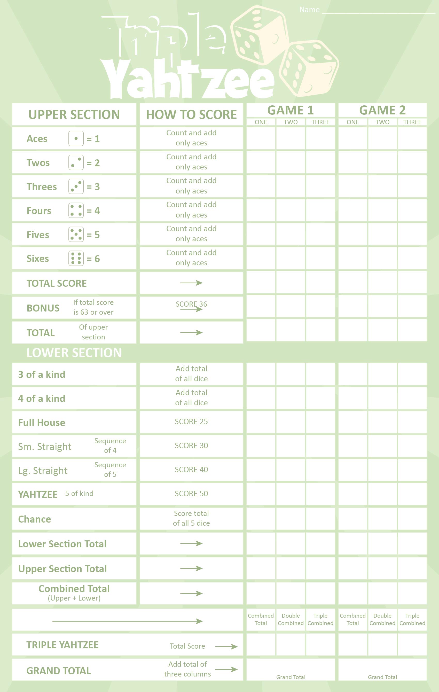 Printable Triple Yahtzee Score Sheets printable-triple-yahtzee-score-sheets