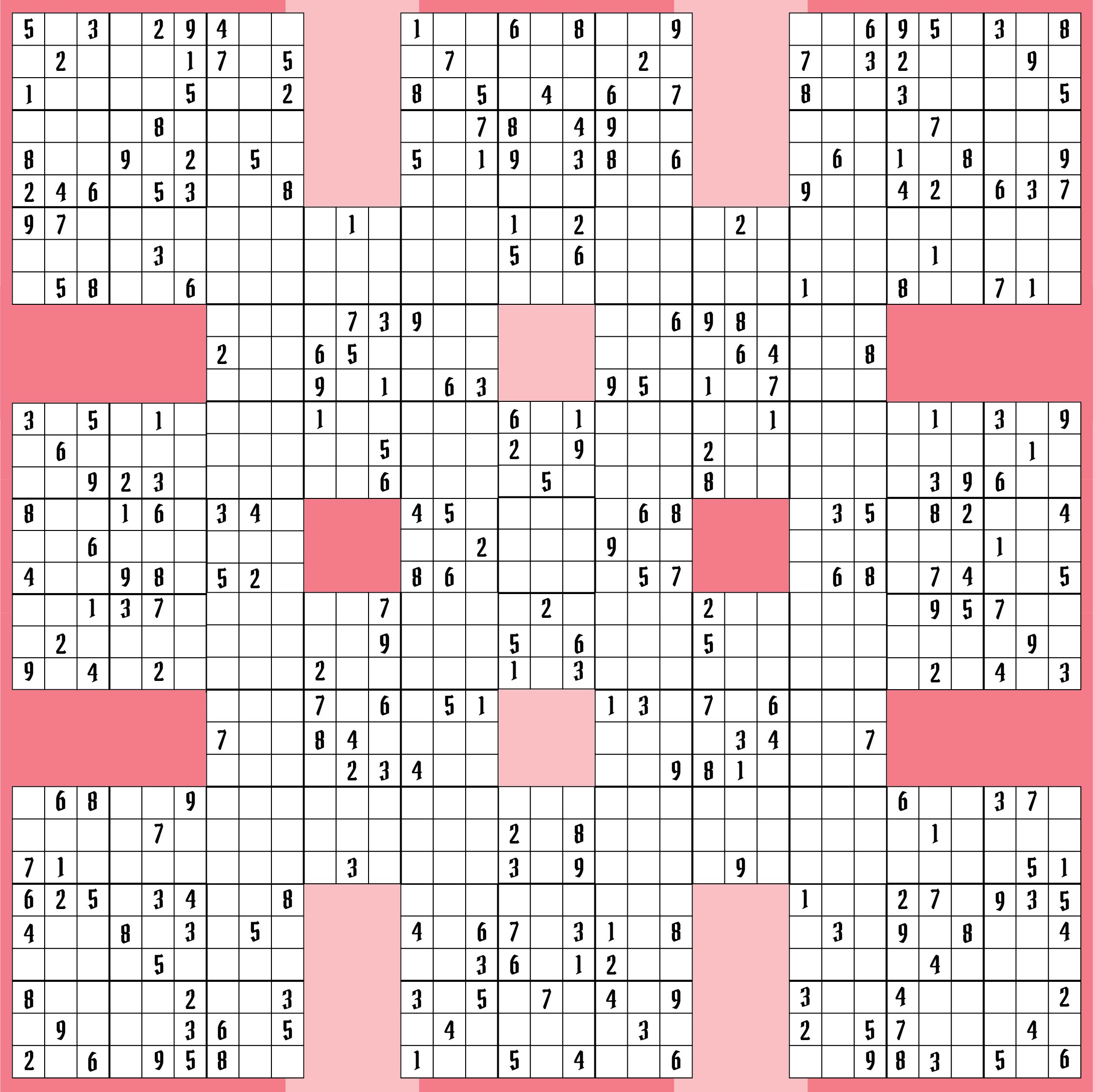 Free Printable Samurai Sudoku Hard