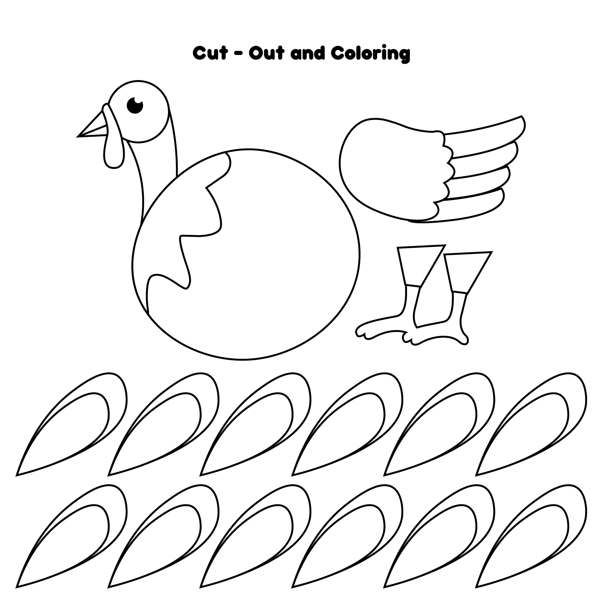 Turkey Cut Out Coloring Pages