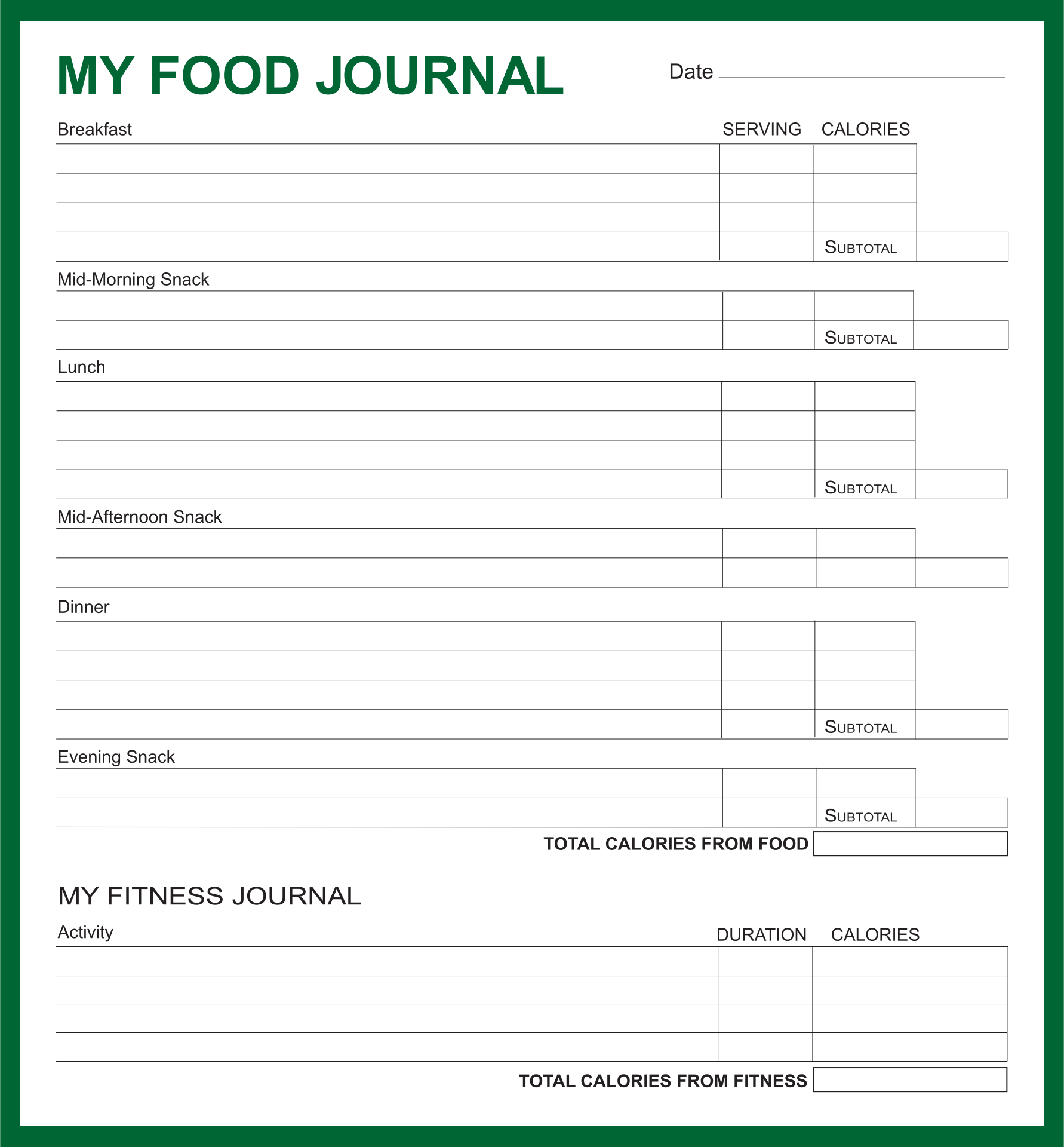 Free Printable Weight Watchers Food Tracker