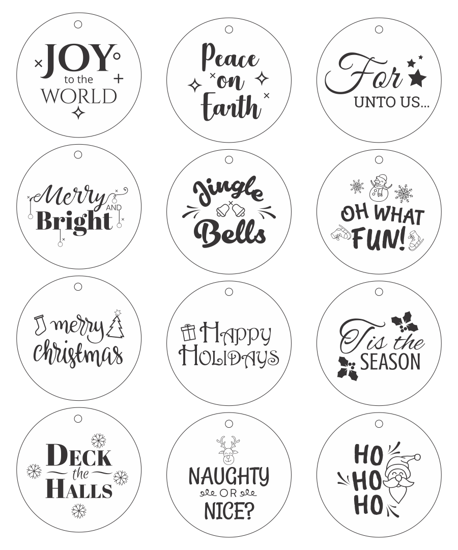 Simple Printable Christmas Tags Black And White