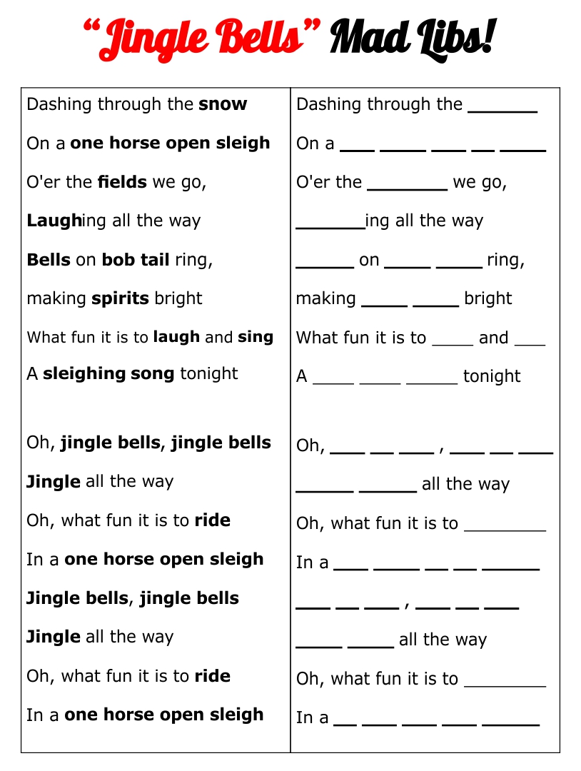 Blank Printable Christmas Mad Libs