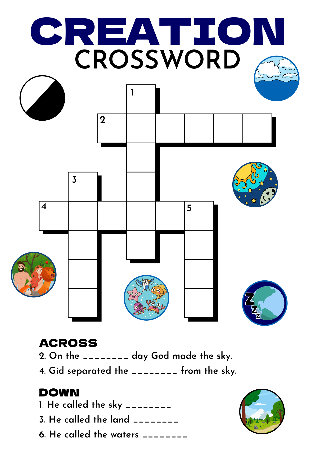 Creation Bible Lesson Printable Worksheets