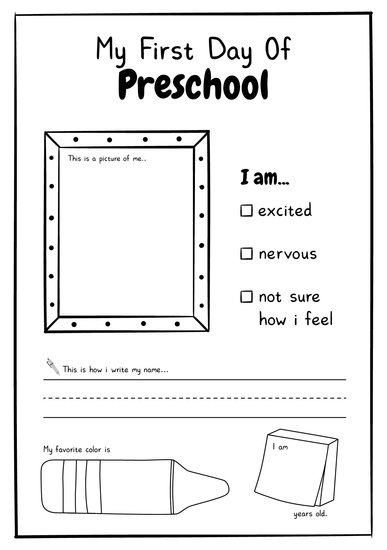 First Day of School Activities Preschool