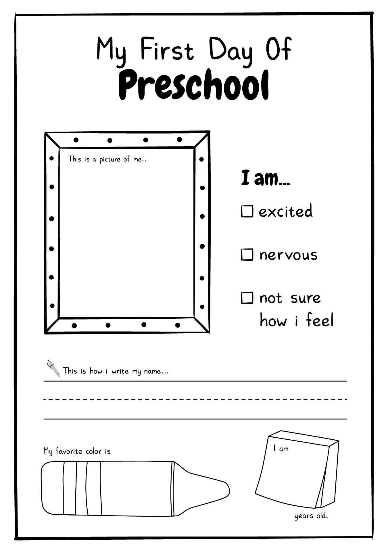 First Day Of Preschool 10 Free PDF Printables Printablee First Day Of Preschool 10 Free PDF Printables Printablee