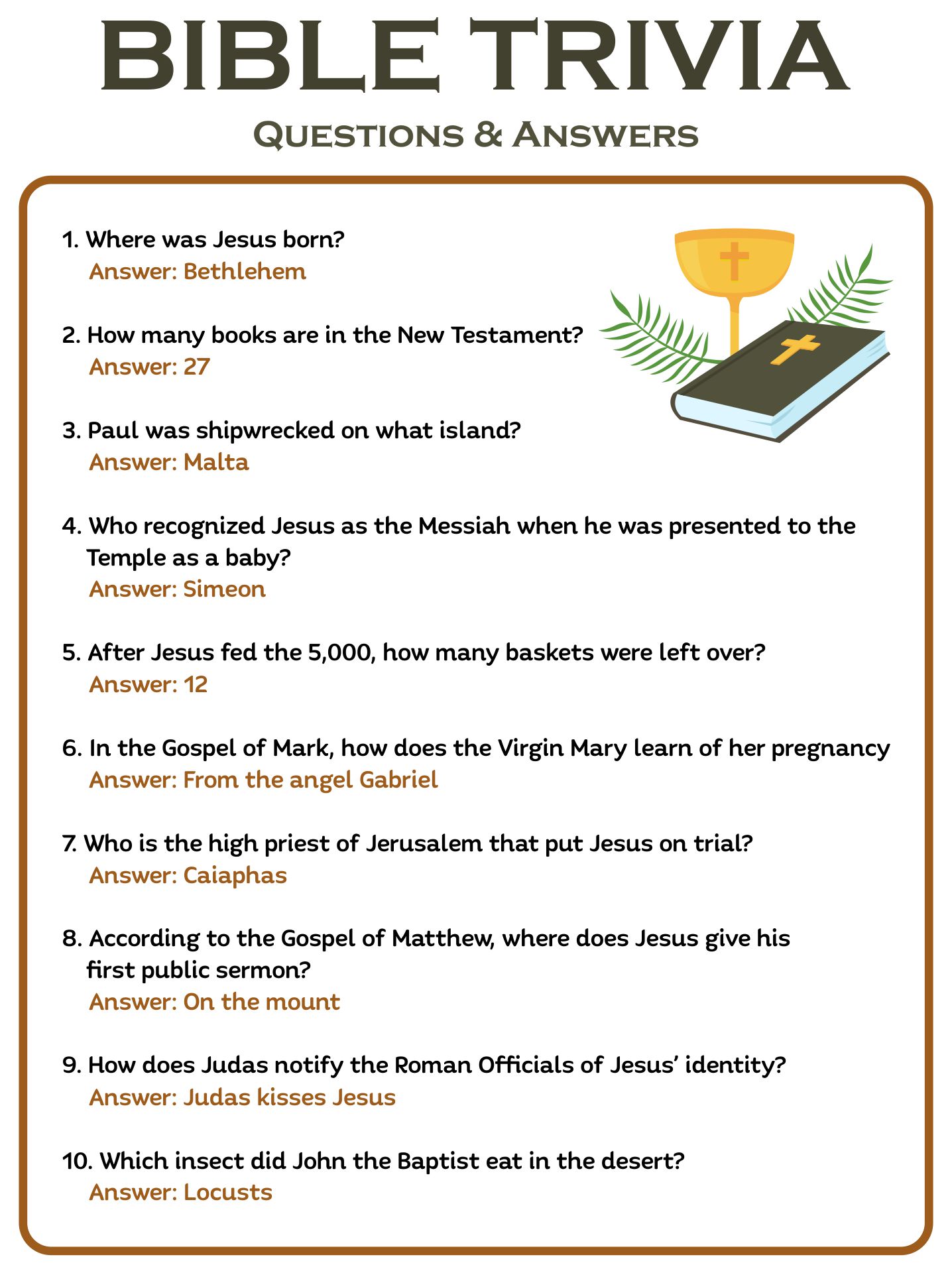 Printable Bible Trivia