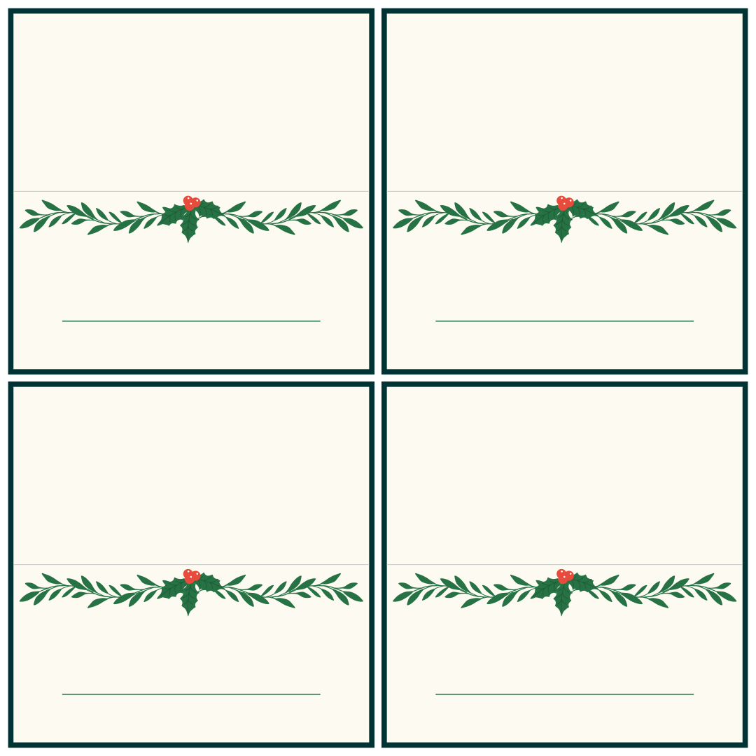 Free Printable Holiday Place Name Cards Printable Templates