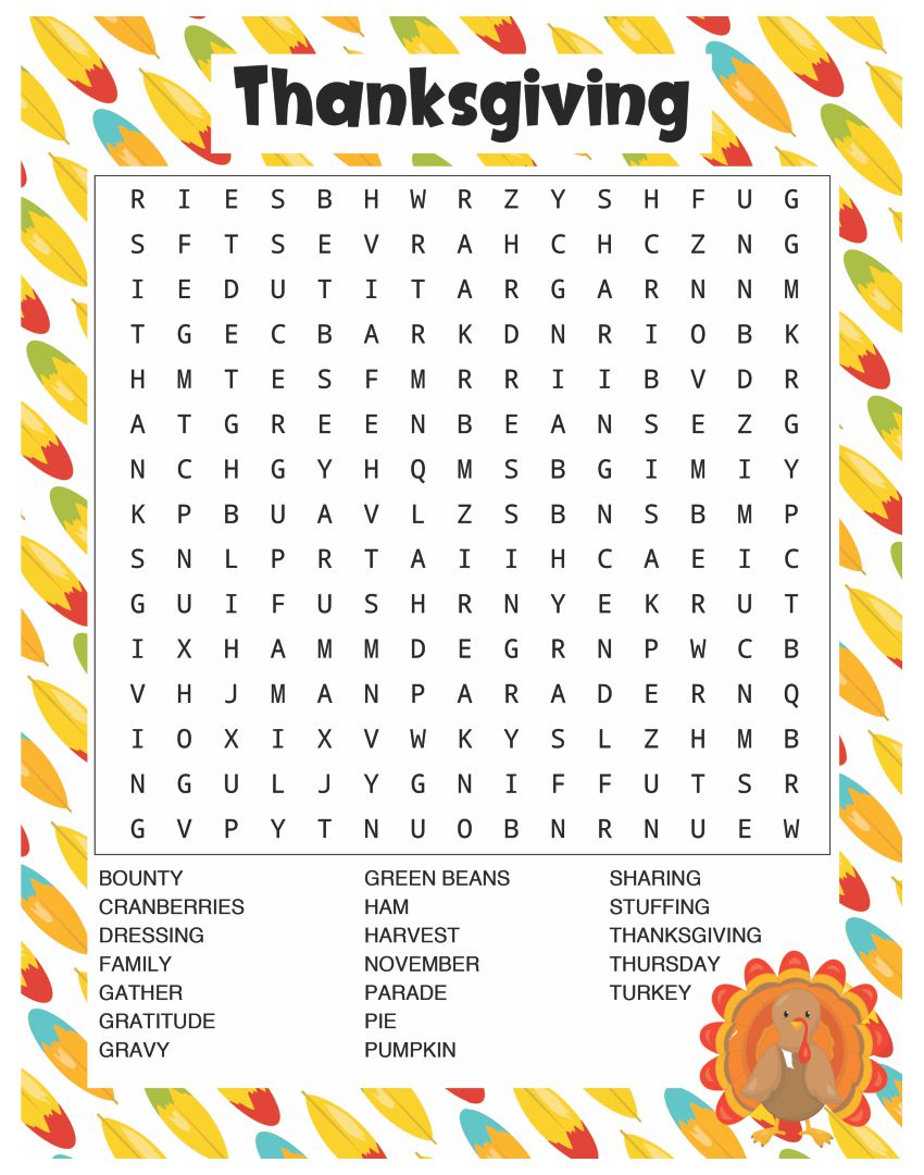 Printable Thanksgiving Word Search