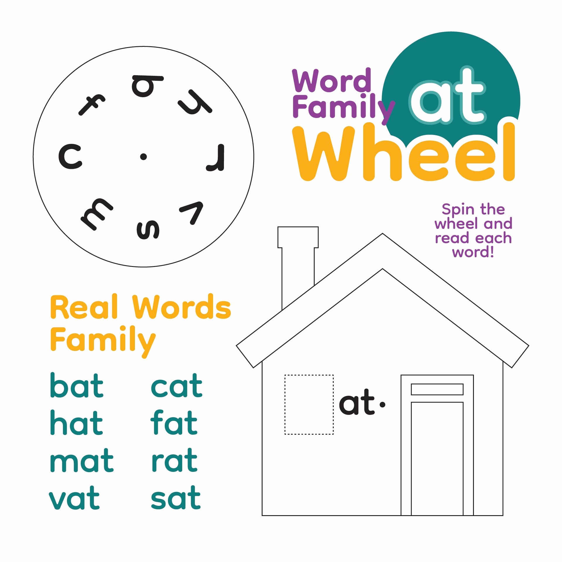 Printable Word Family Houses