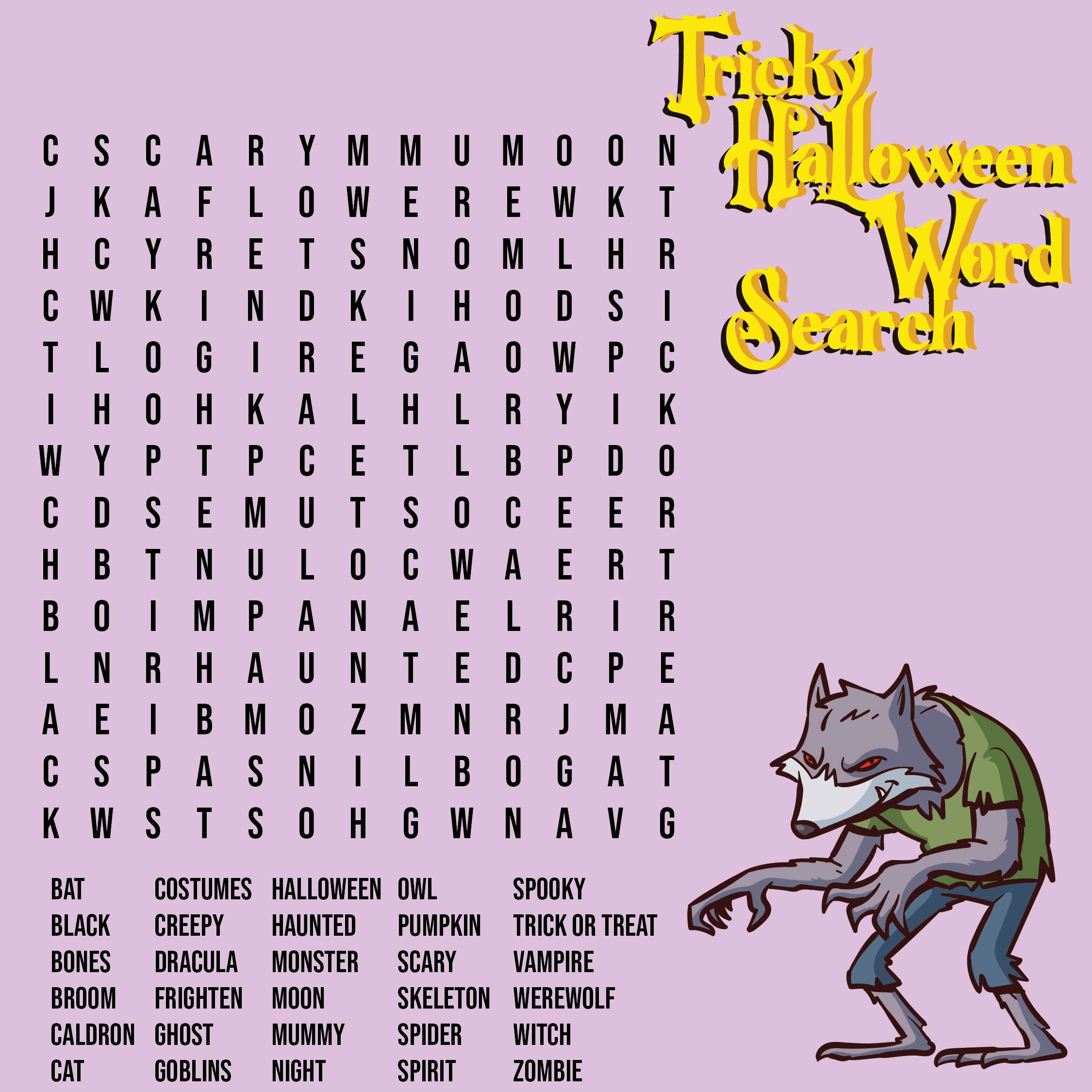 Word Search Free Printable Halloween