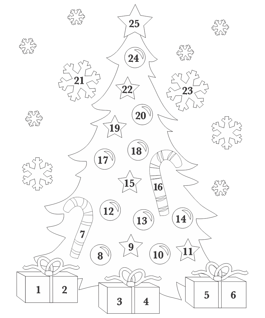 Christmas Tree Countdown Coloring