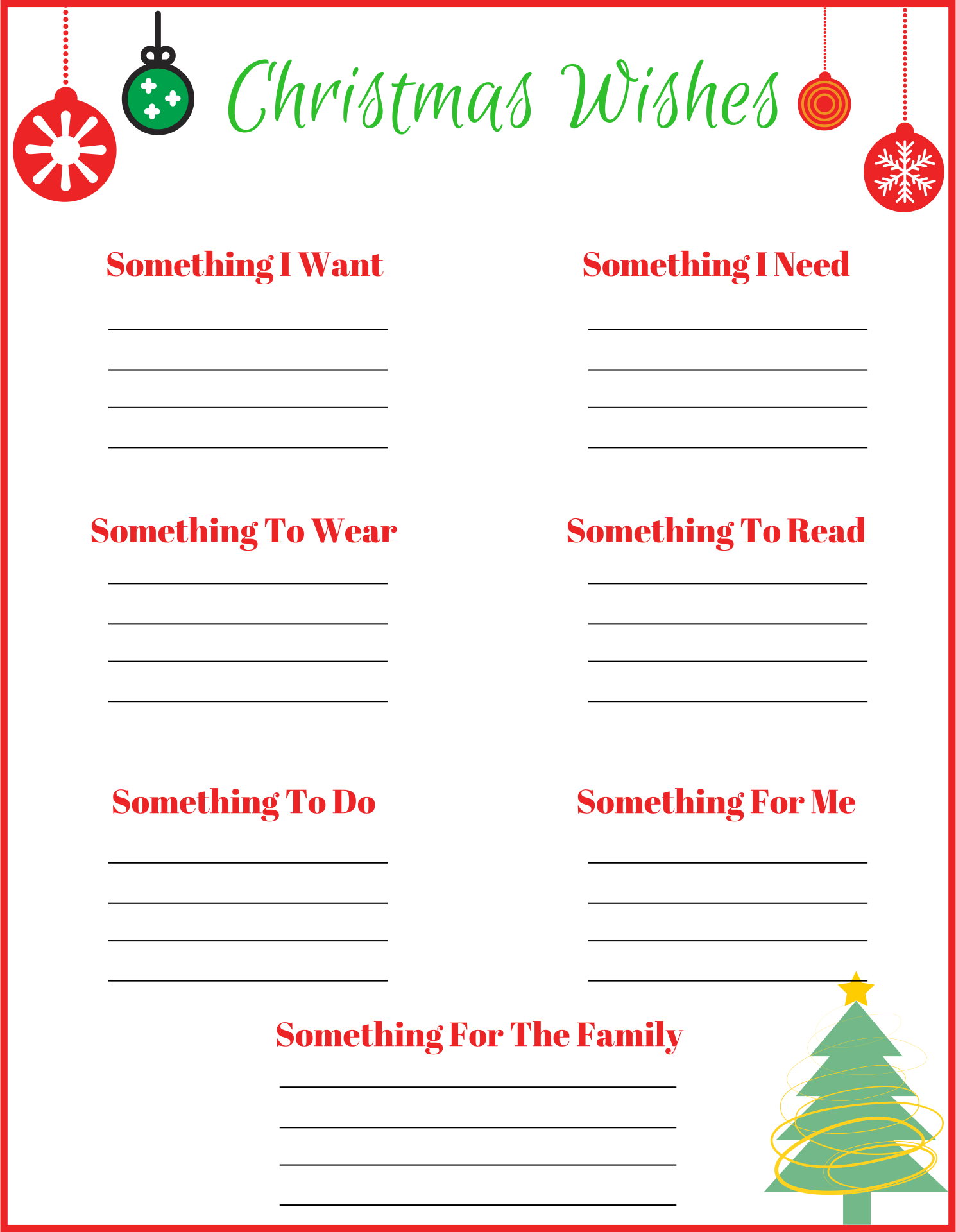 Christmas Wish List Template