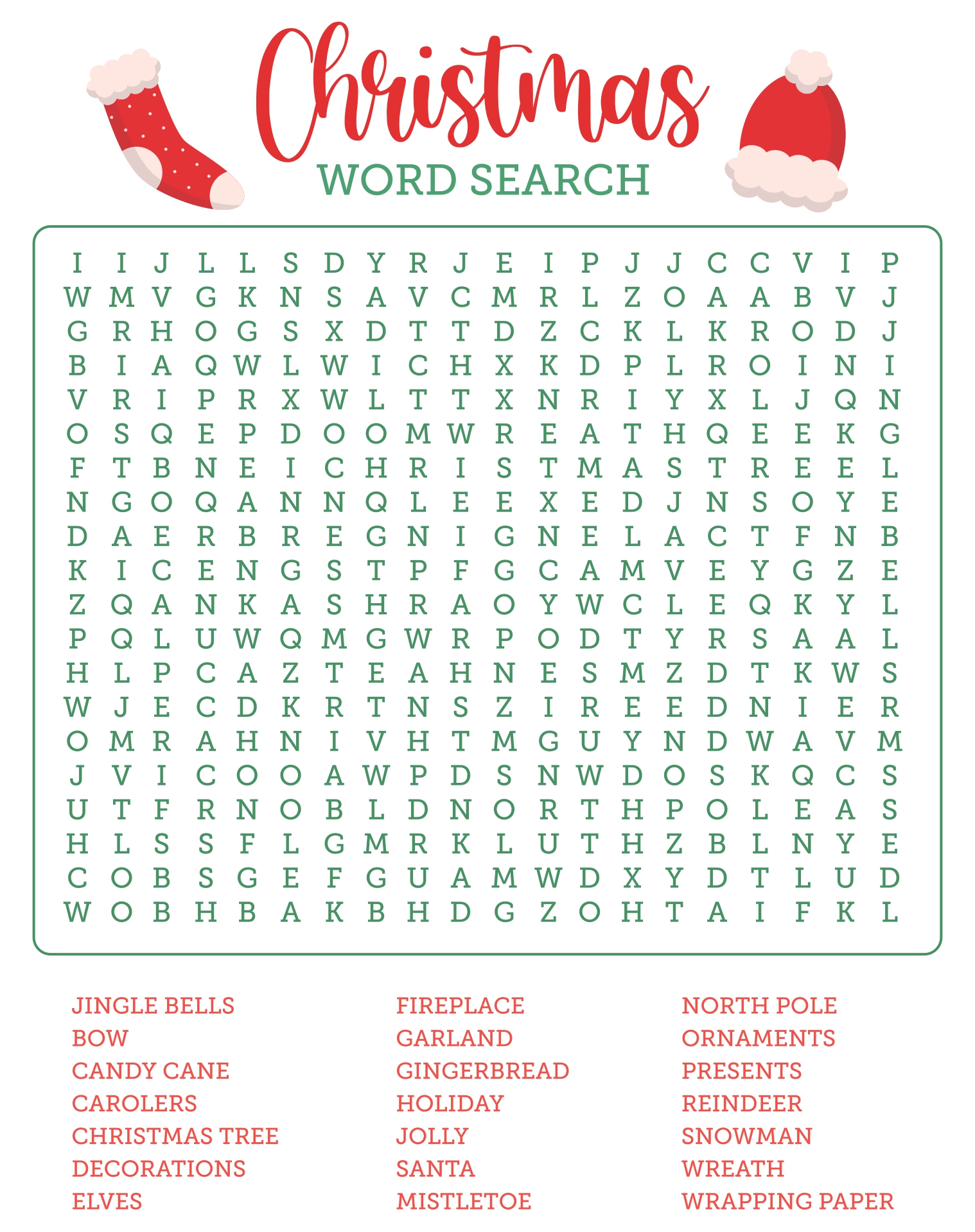 Christmas Word Search Activities