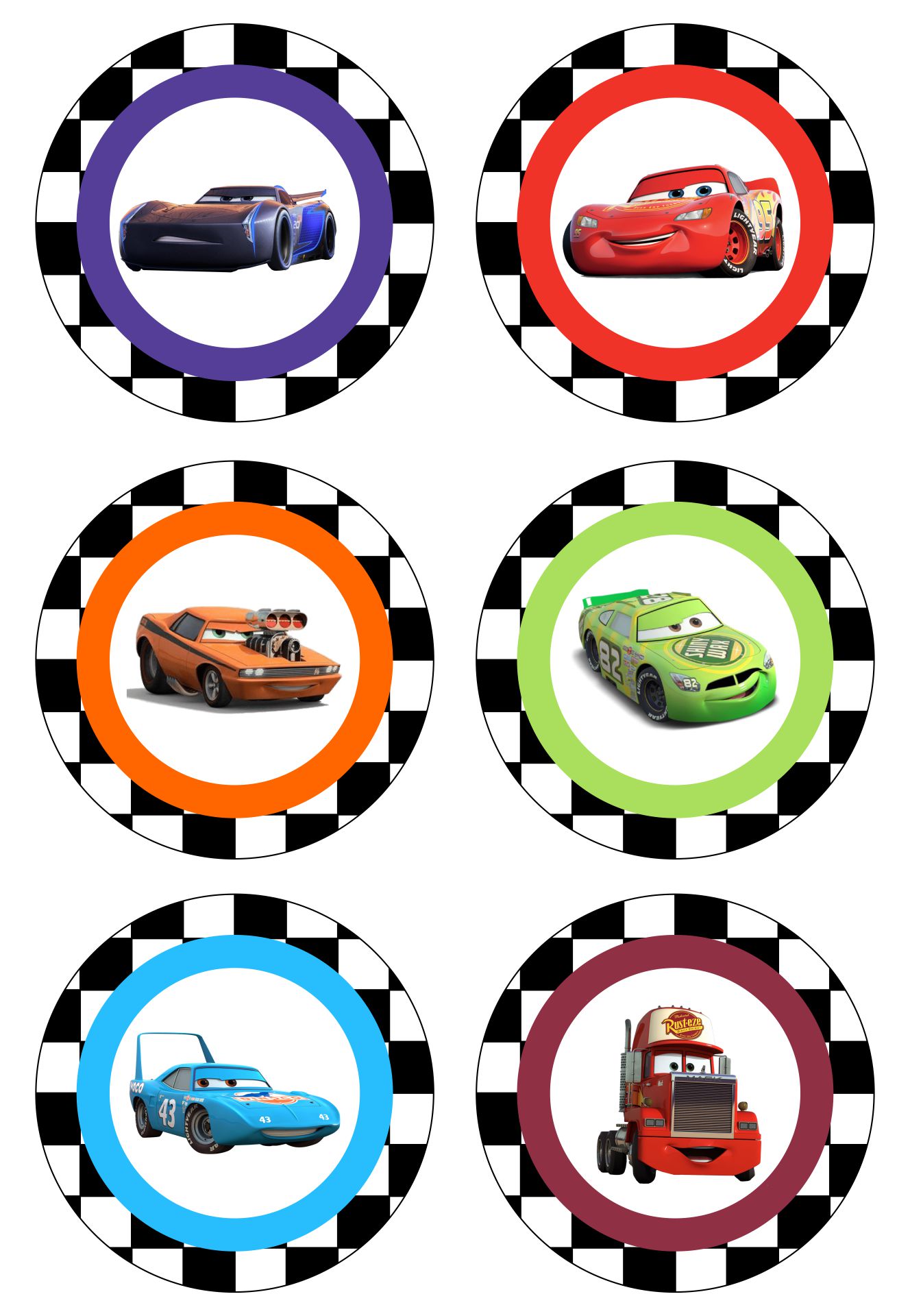 Disney Cars Cupcake Toppers