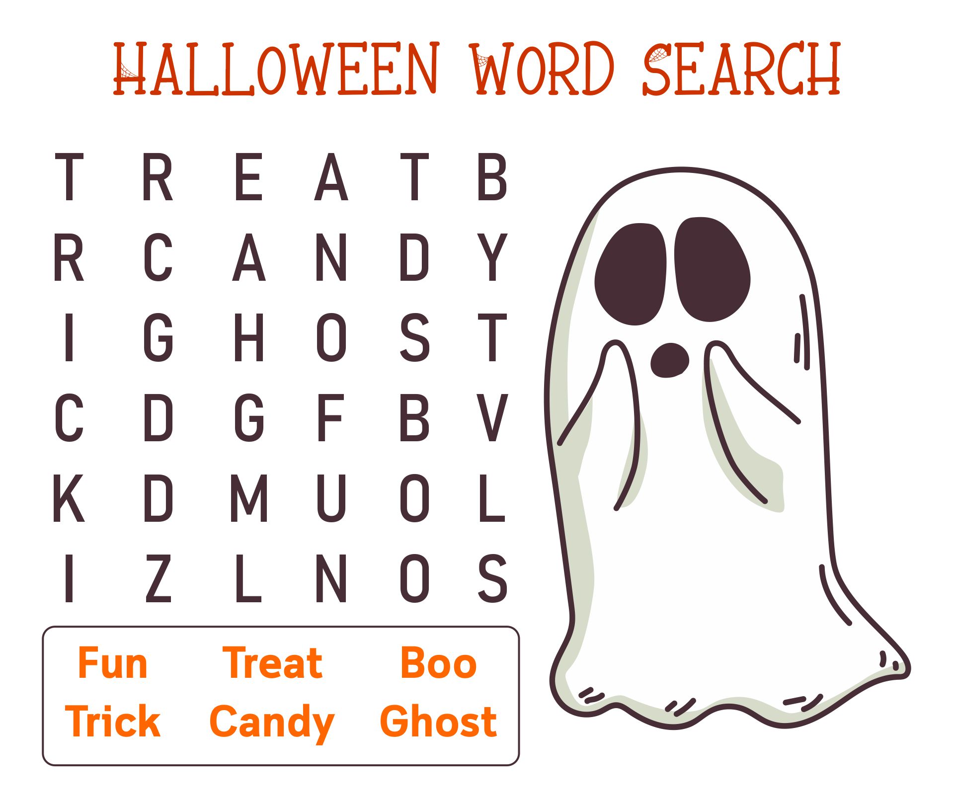 Easy Halloween Word Searches