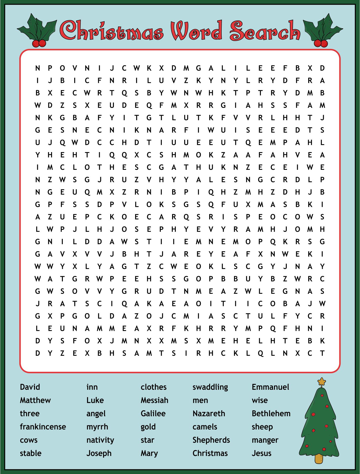  Printable Christmas Word Search