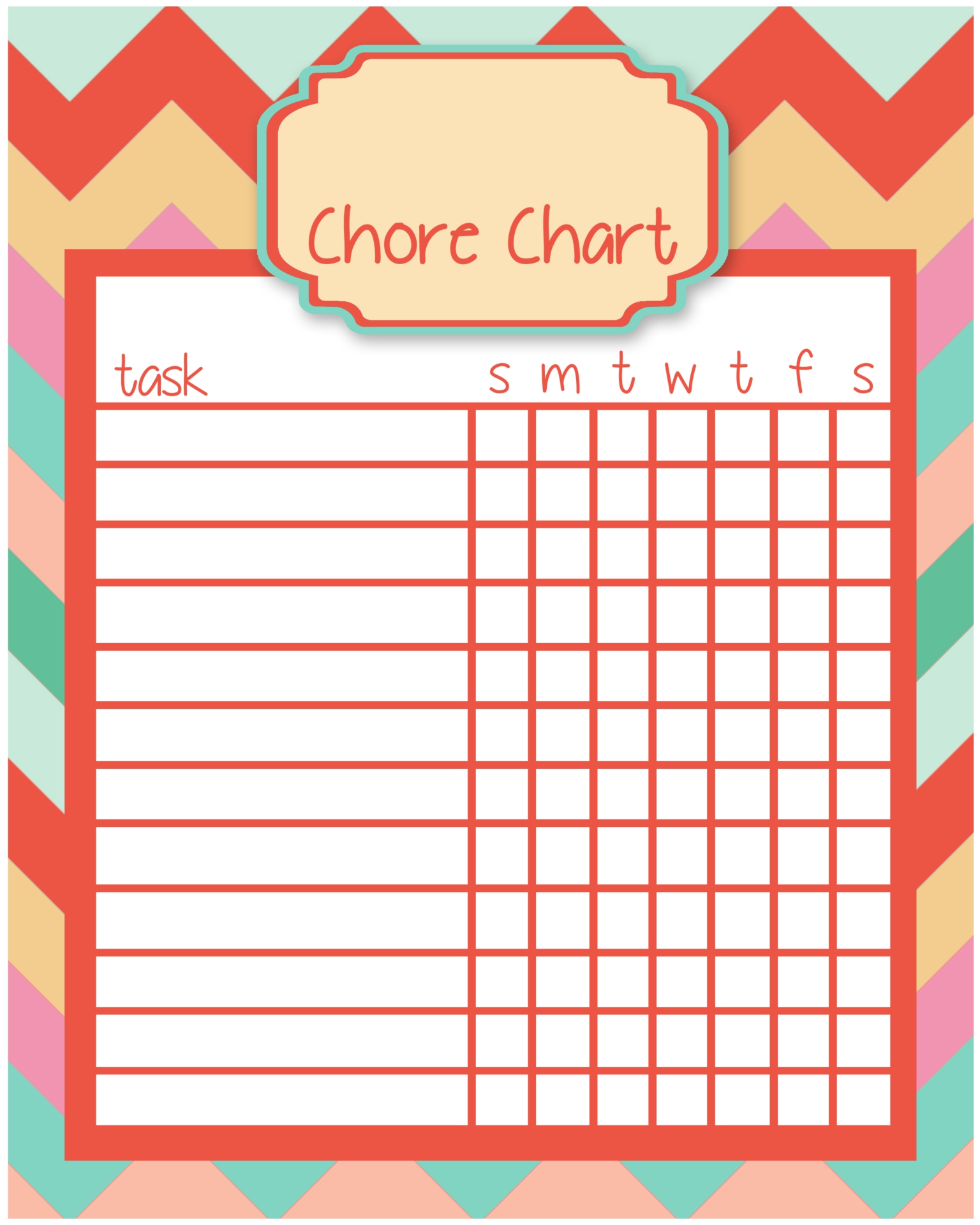 Printable Kids Chore Charts Templates