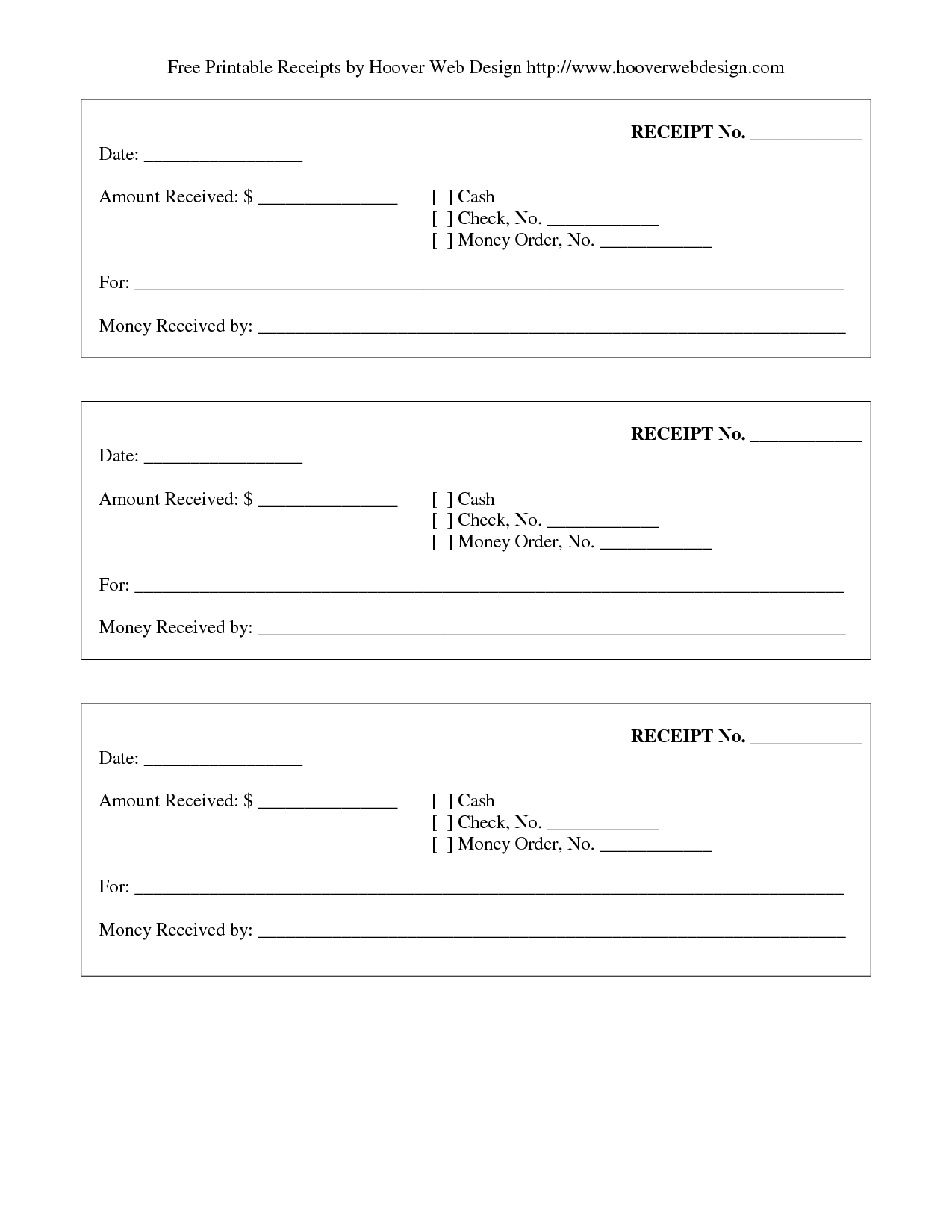 Printable Receipt Forms