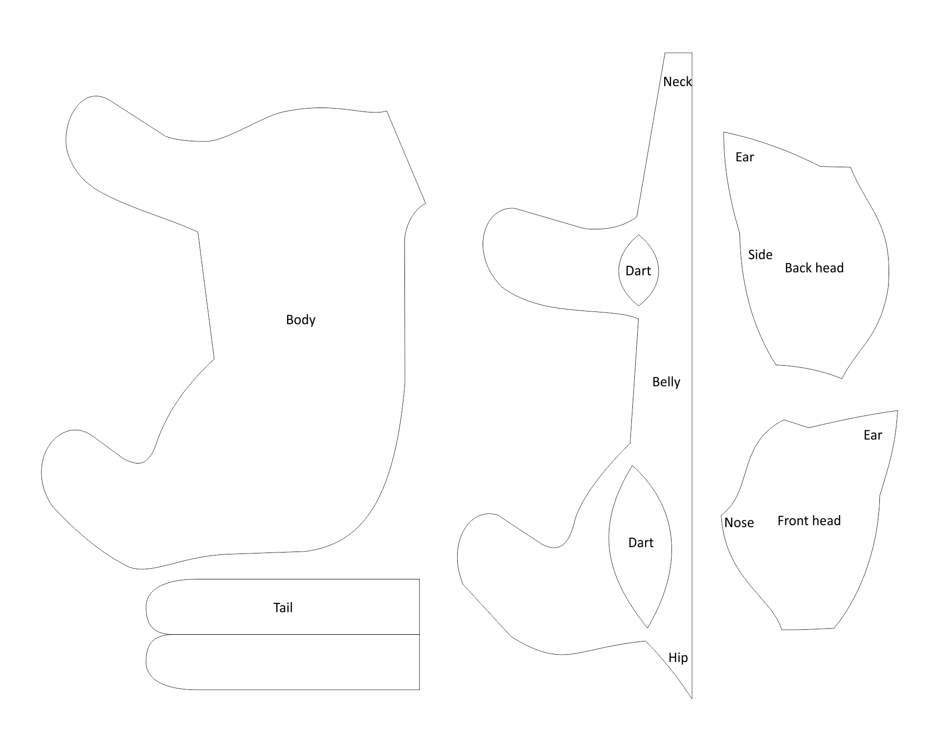 Printable Simple Cat Plush Pattern Customize And Print