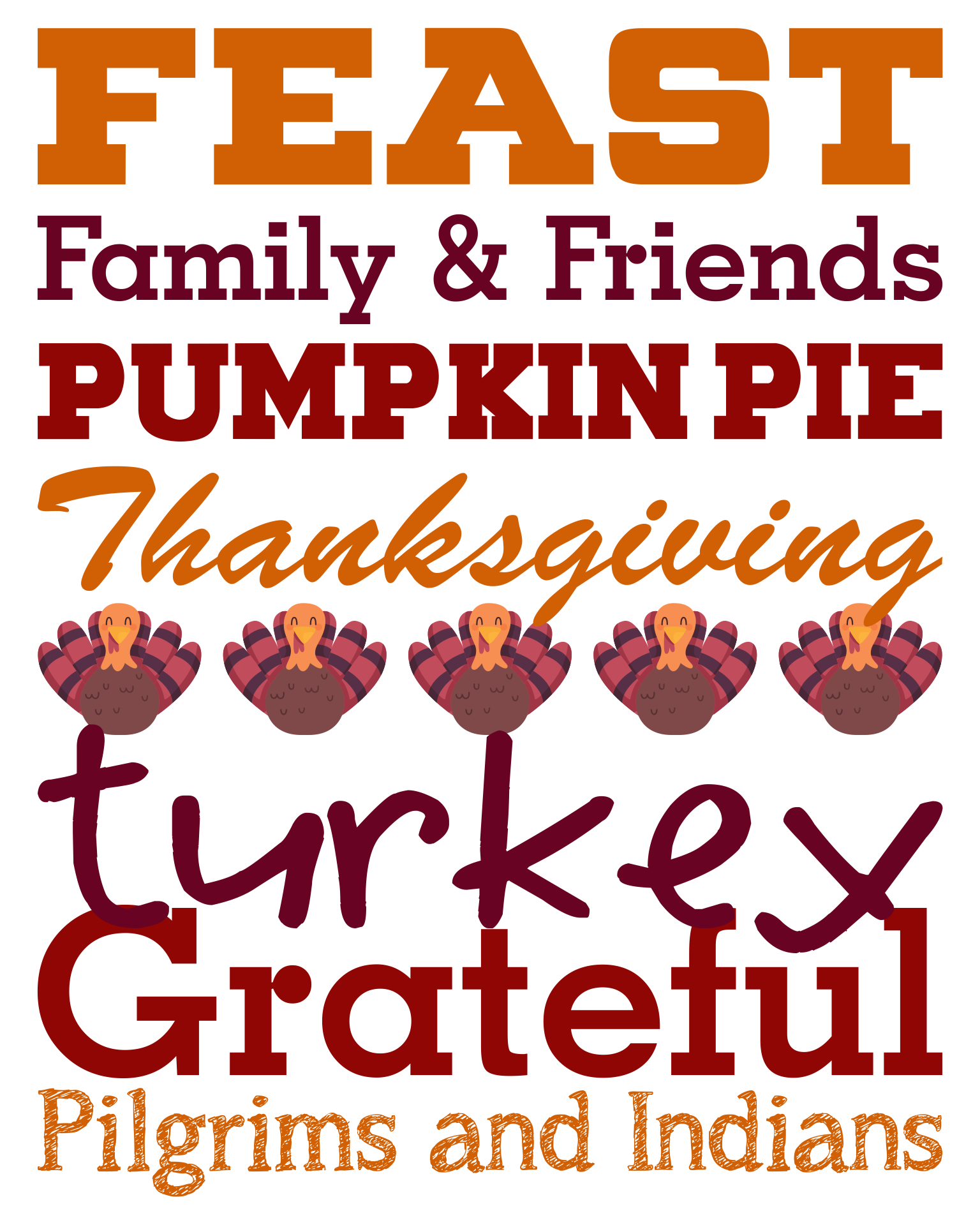 Printable Thanksgiving Subway Art