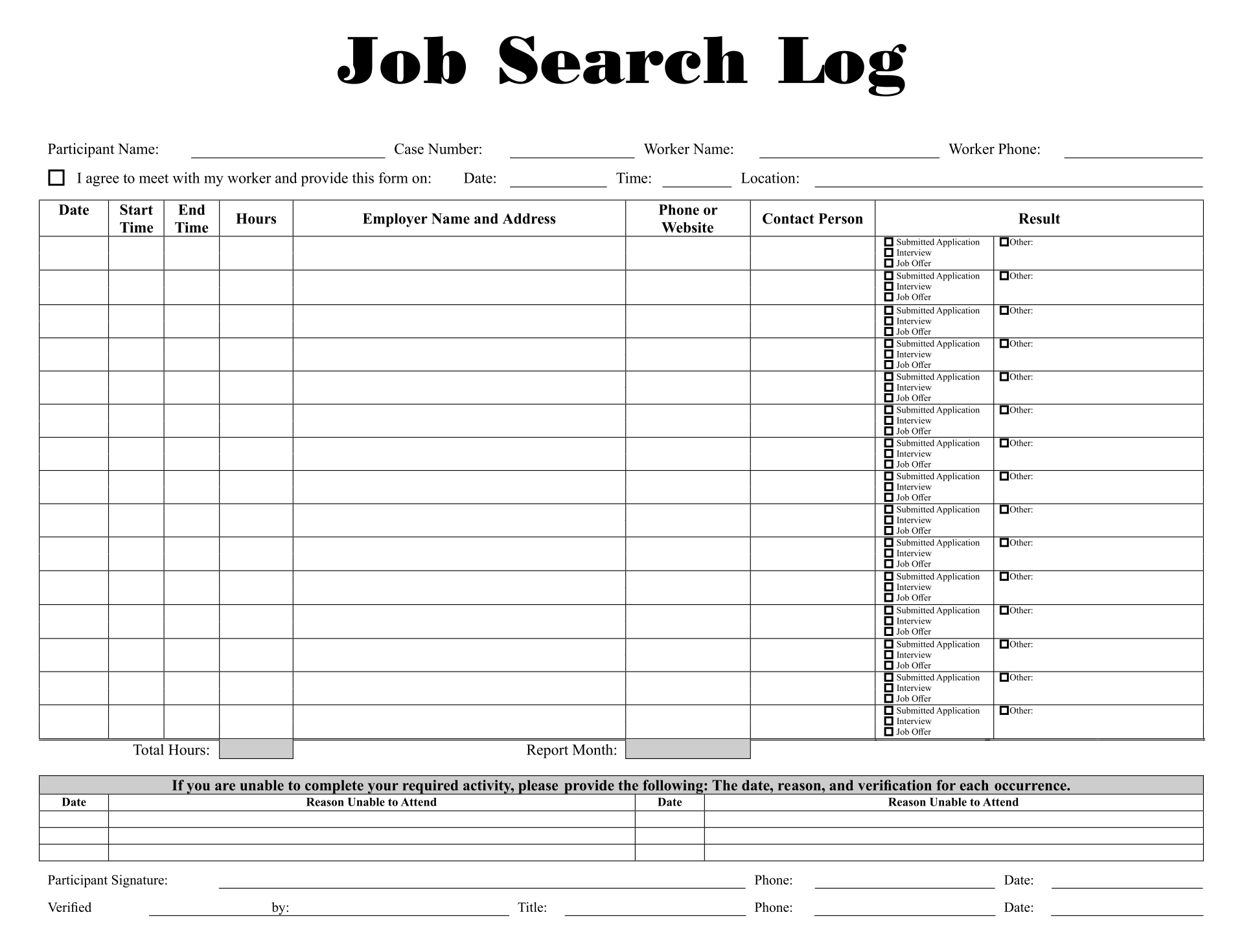 Job Search Log Template