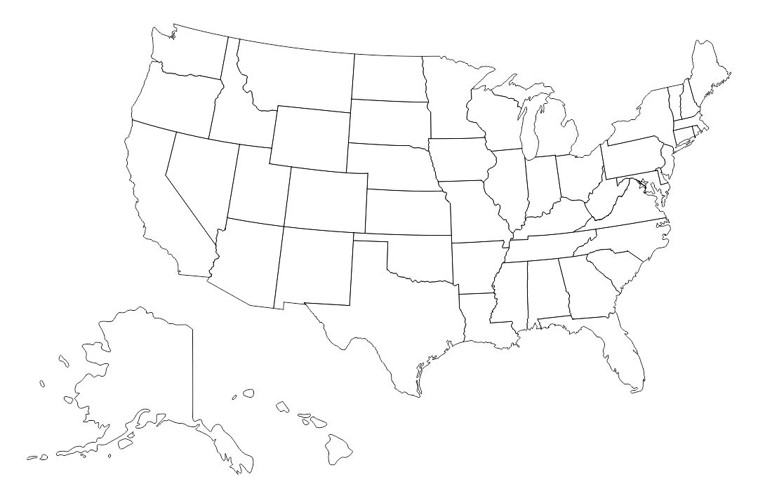 Printable Us Map With States - Including vector (svg), silhouette, and