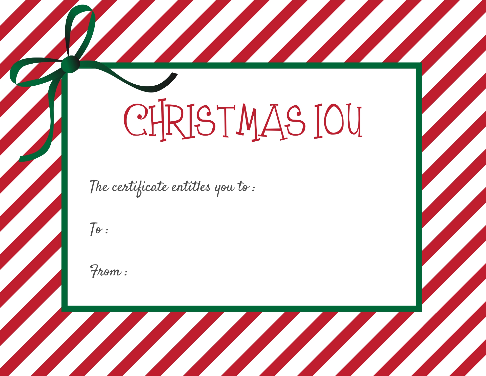 Printable Christmas Gift Certificate Template